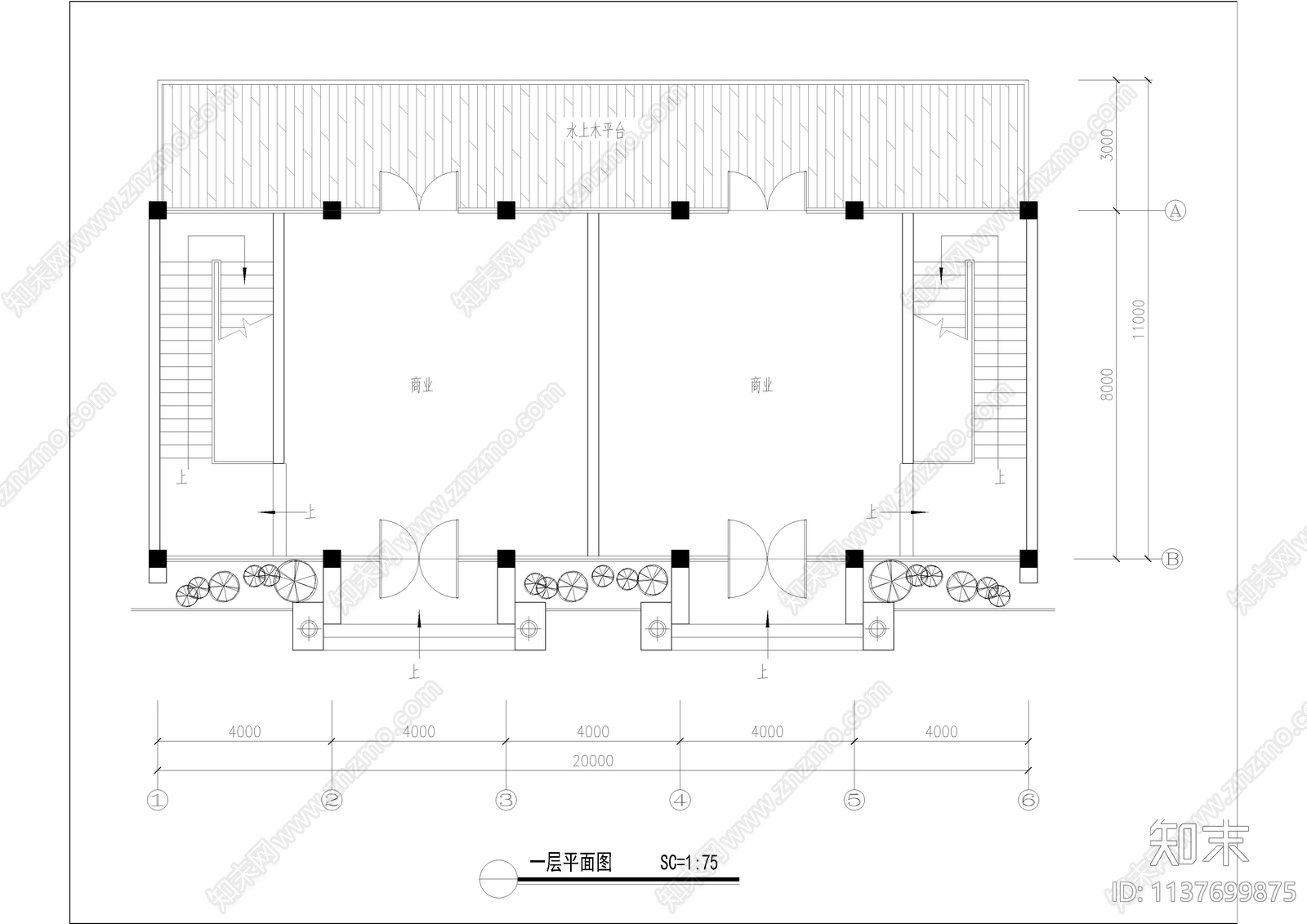 商业街建筑cad施工图下载【ID:1137699875】