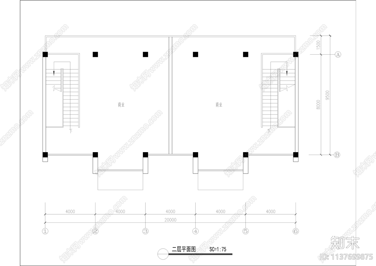 商业街建筑cad施工图下载【ID:1137699875】