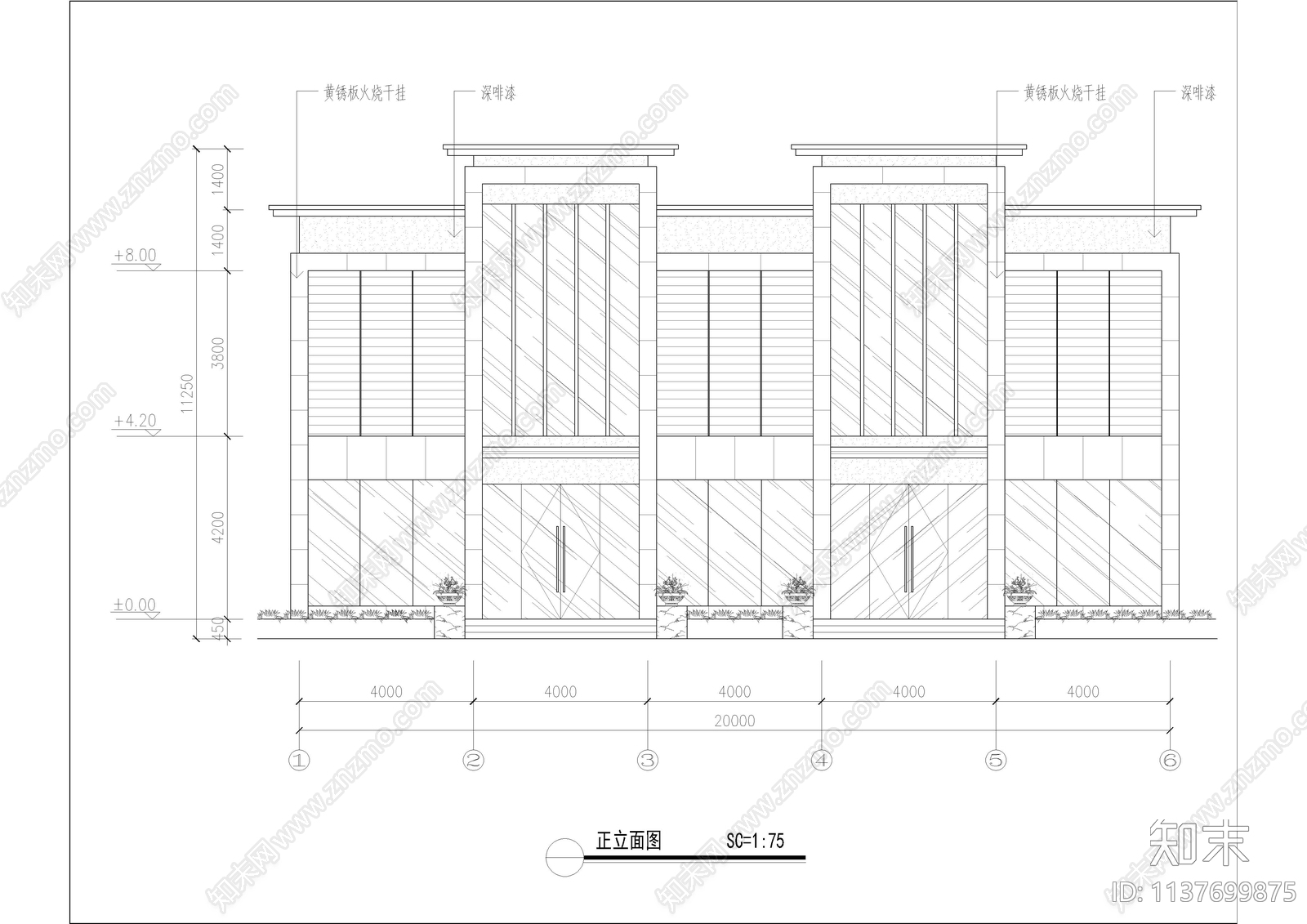 商业街建筑cad施工图下载【ID:1137699875】