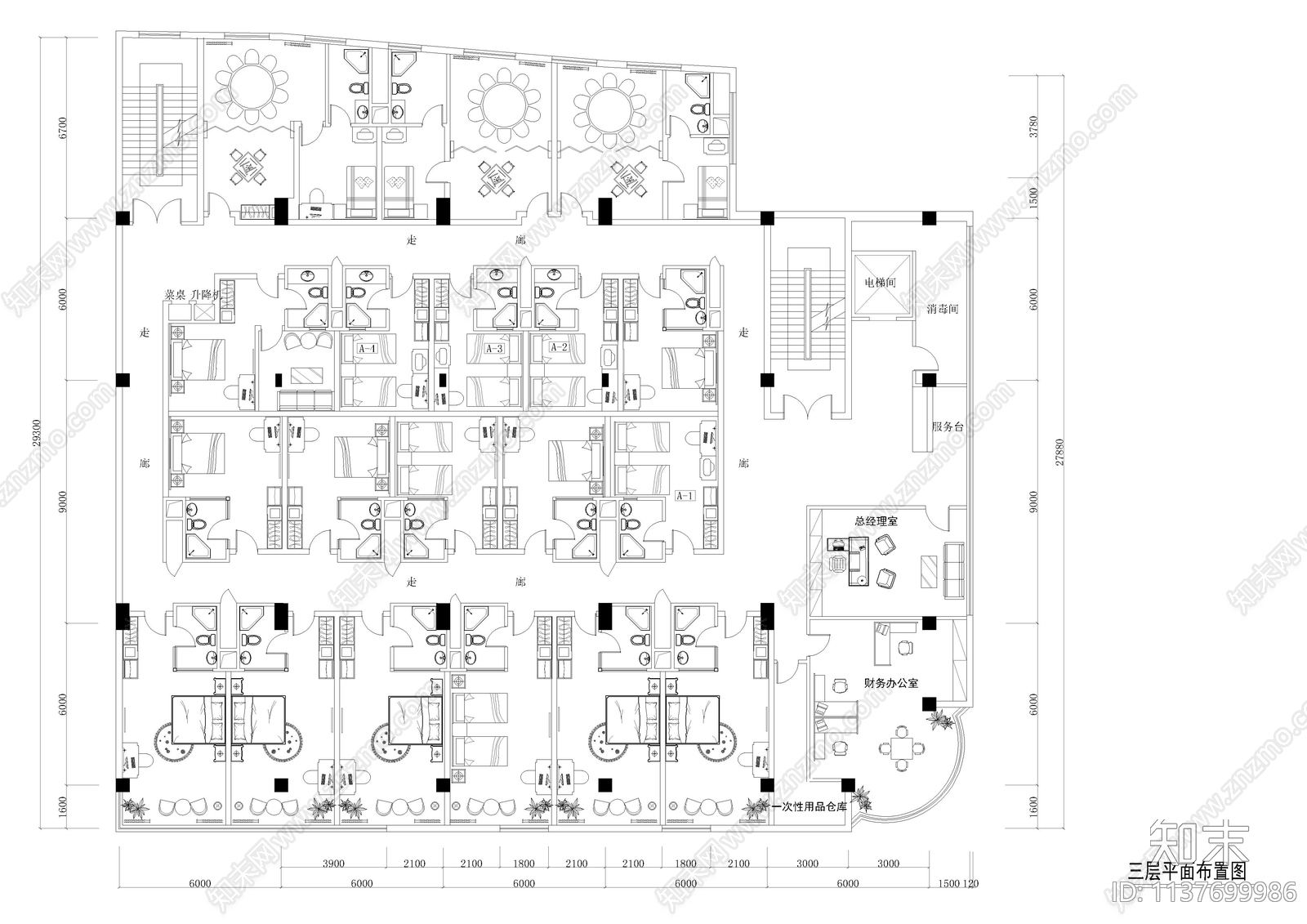 大厦茶园宾馆装修cad施工图下载【ID:1137699986】