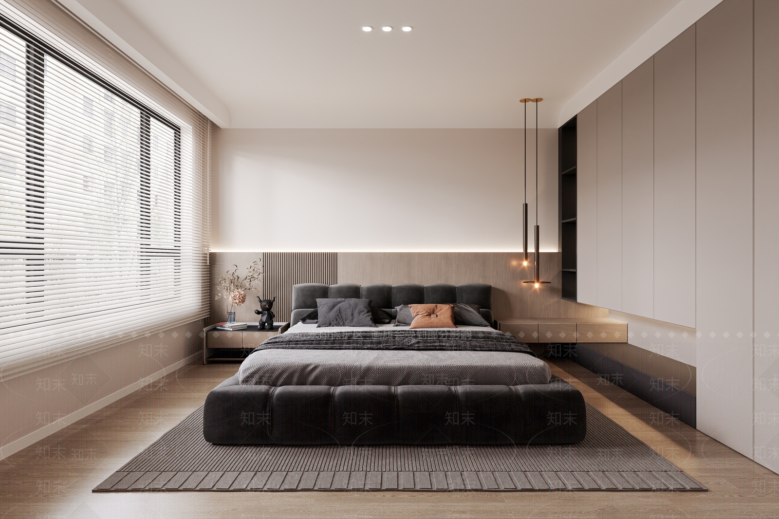 现代黑白灰卧室3D模型下载【ID:1137700958】_知末3d模型网
