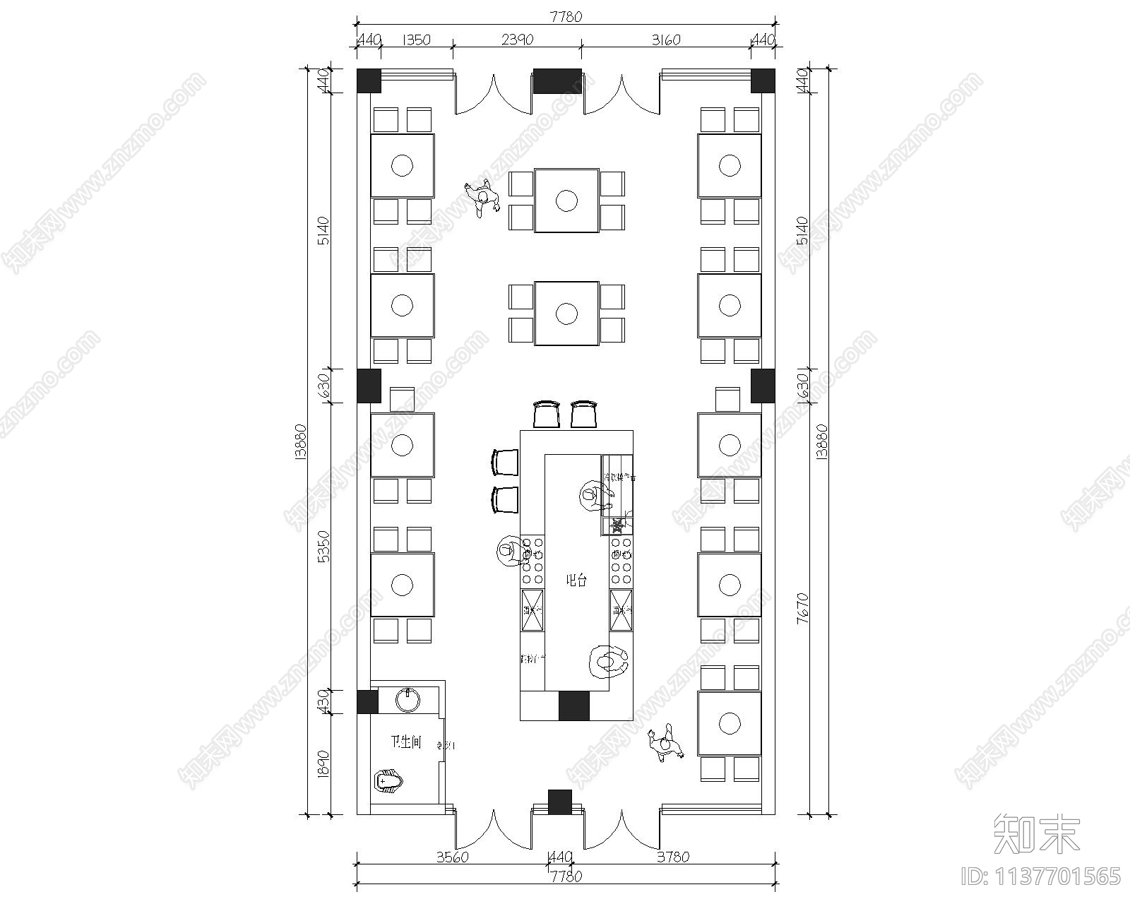 120平火锅店平面图施工图下载【ID:1137701565】