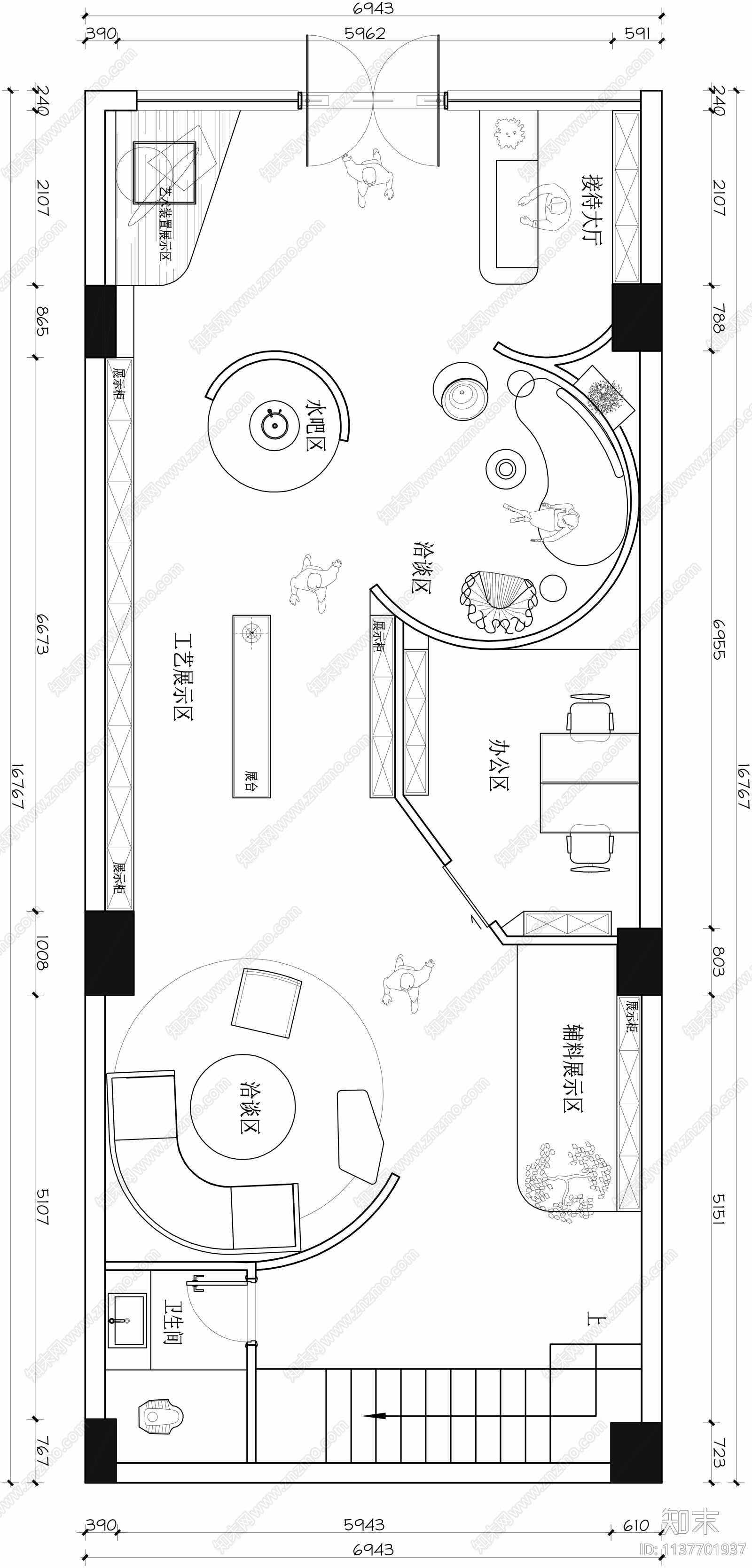 120平装饰公司平面图施工图下载【ID:1137701937】