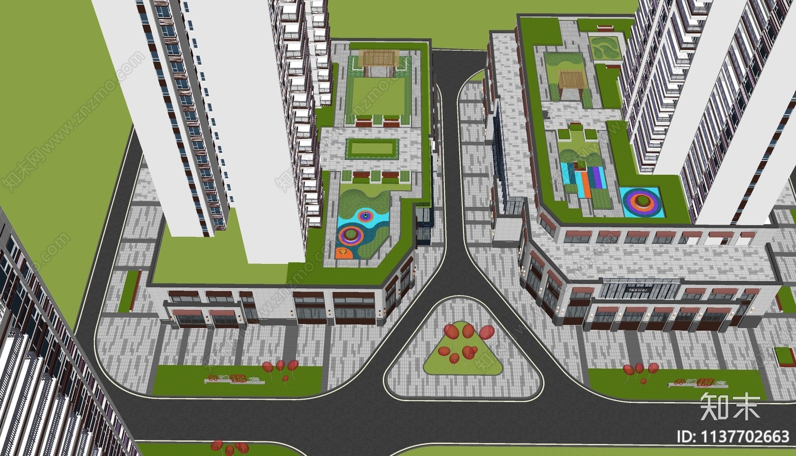 现代商业住景观SU模型下载【ID:1137702663】