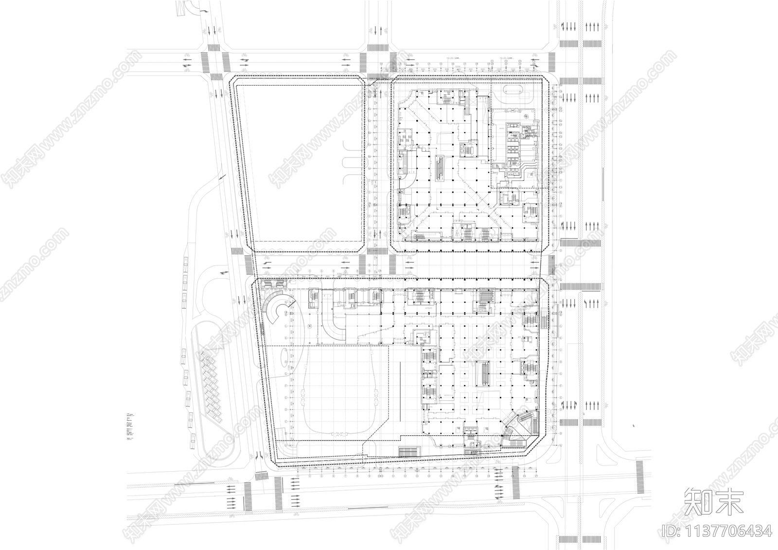 大型办公楼及商业综合体建筑cad施工图下载【ID:1137706434】