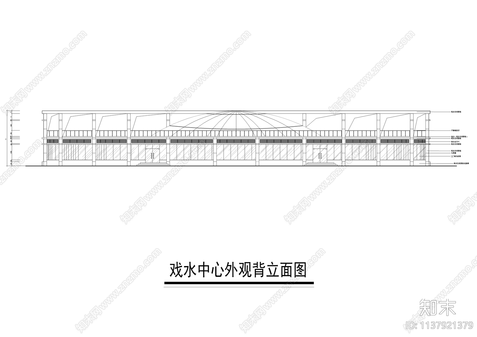 娱乐戏水中心建筑装修cad施工图下载【ID:1137921379】