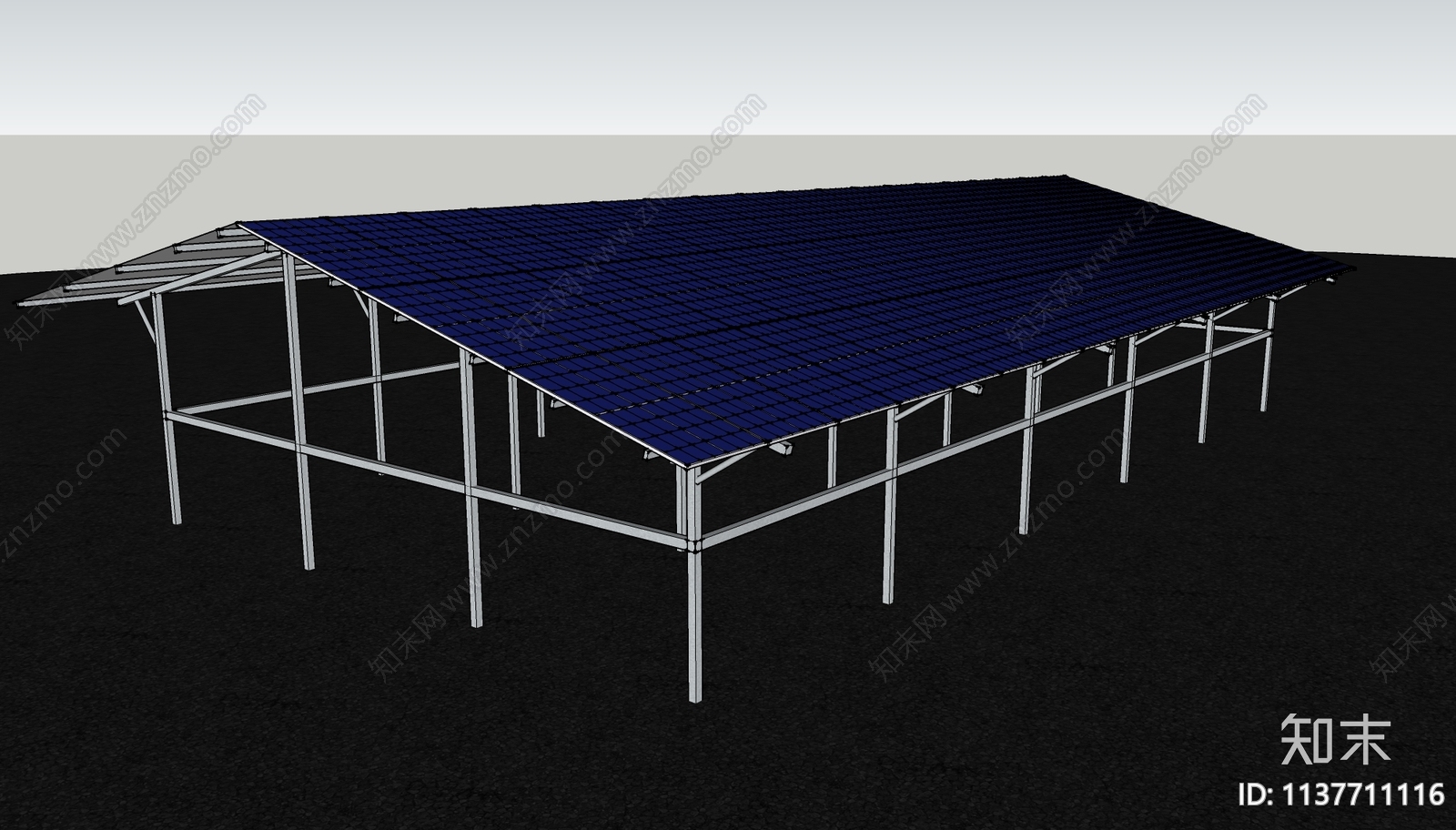 太阳能光伏电站组件支架模型SU模型下载【ID:1137711116】