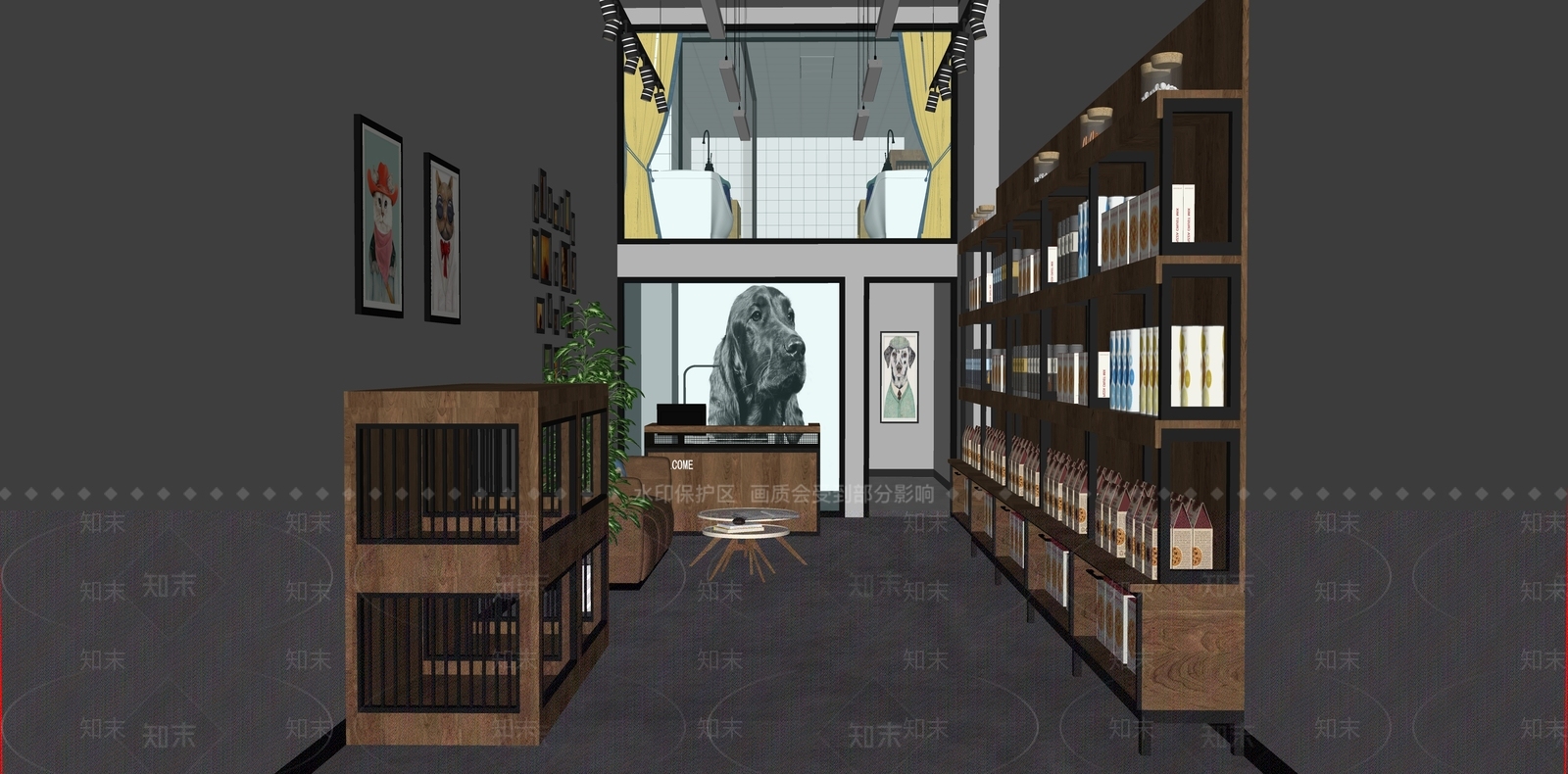 现代宠物店SU模型下载【ID:1137714846】