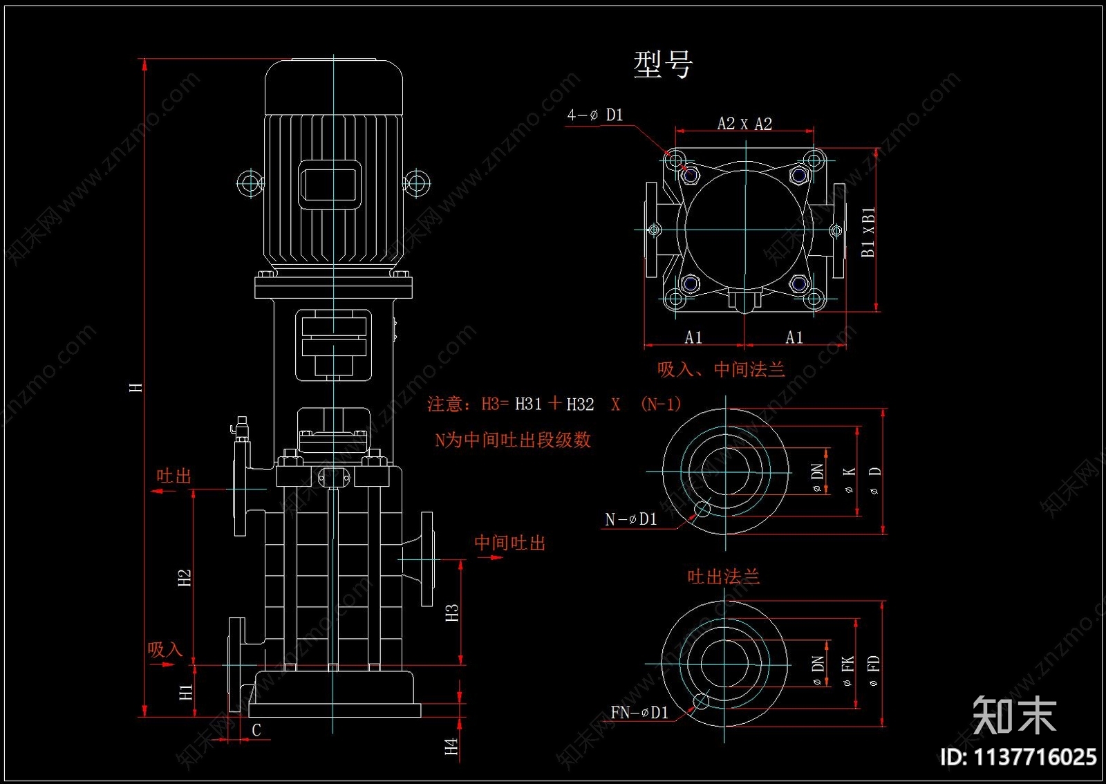 水泵cad施工图下载【ID:1137716025】