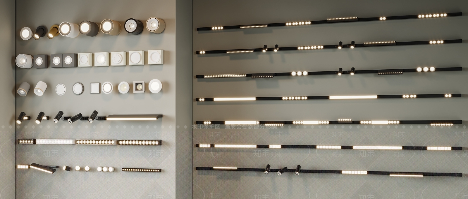 现代筒灯轨道灯磁吸灯3D模型下载【ID:1137721481】