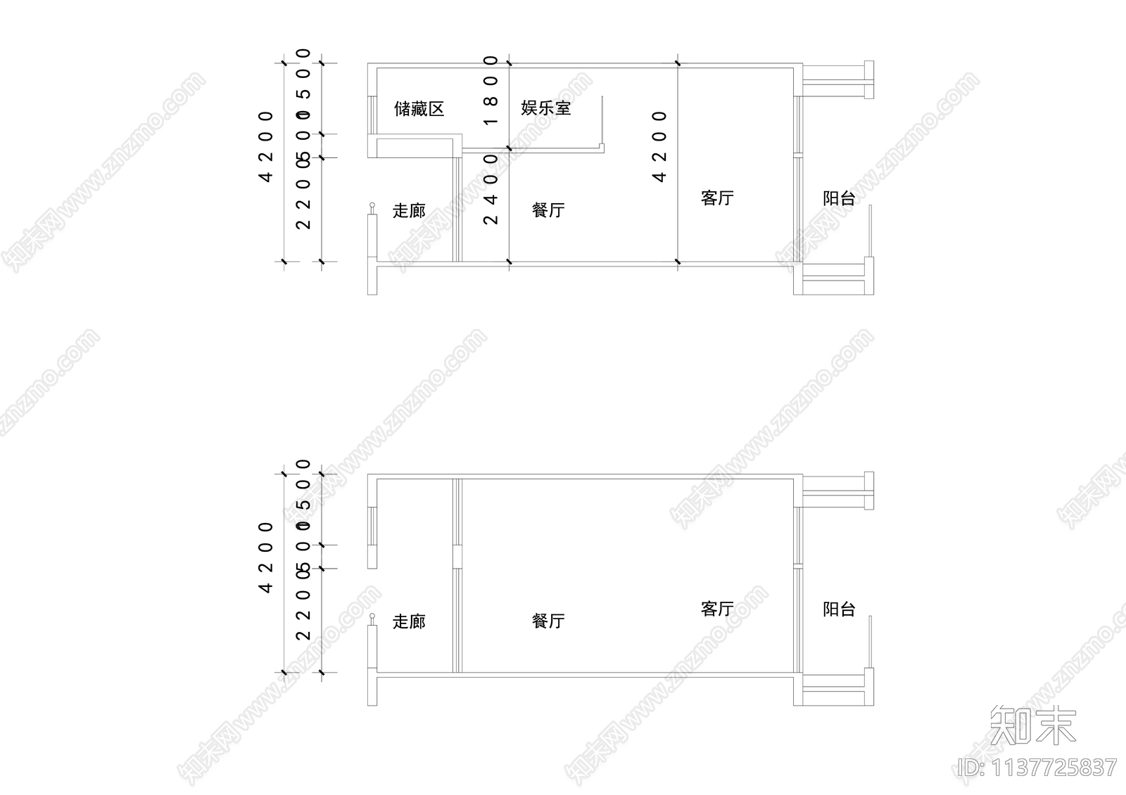 跃层式公寓建筑cad施工图下载【ID:1137725837】