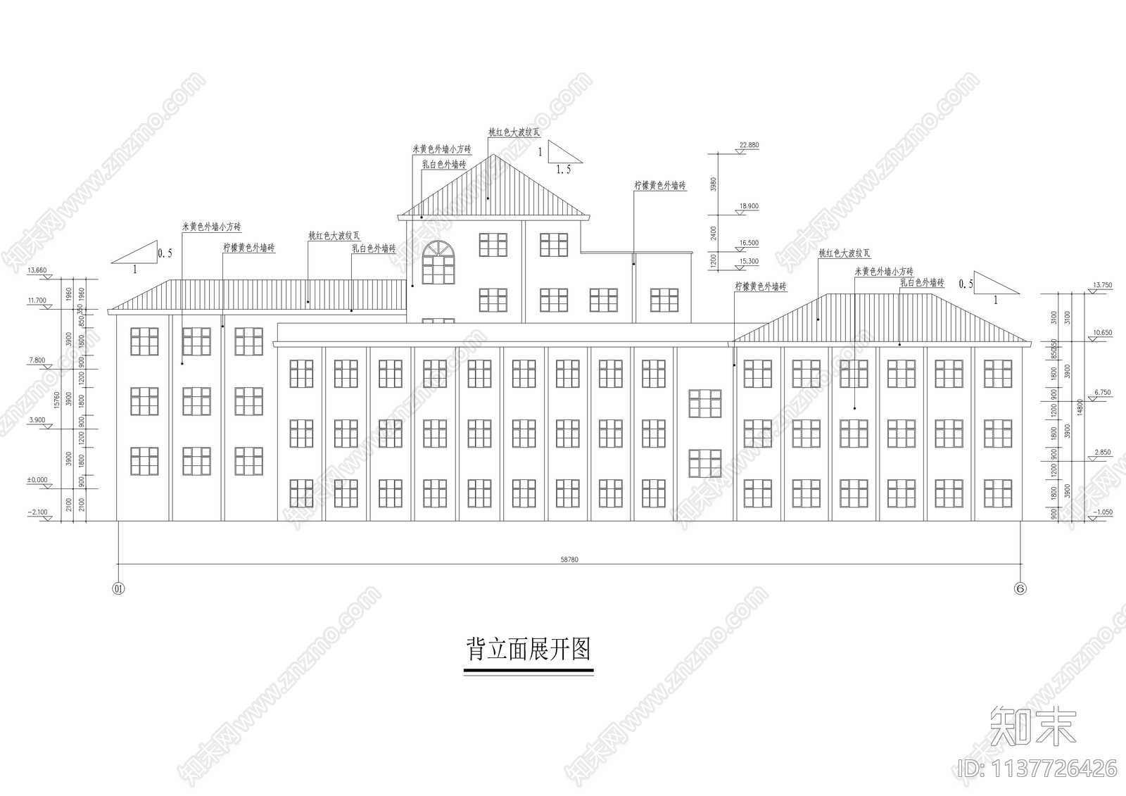 五层小学教学楼建筑cad施工图下载【ID:1137726426】