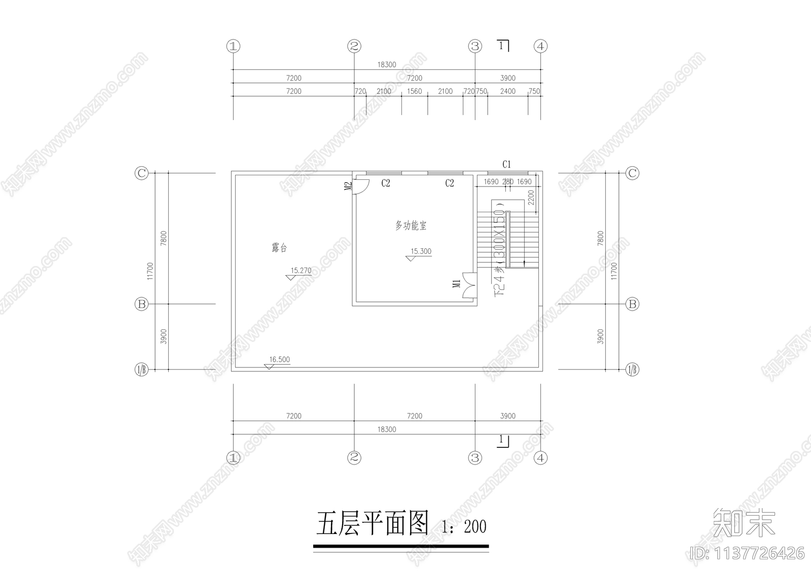 五层小学教学楼建筑cad施工图下载【ID:1137726426】