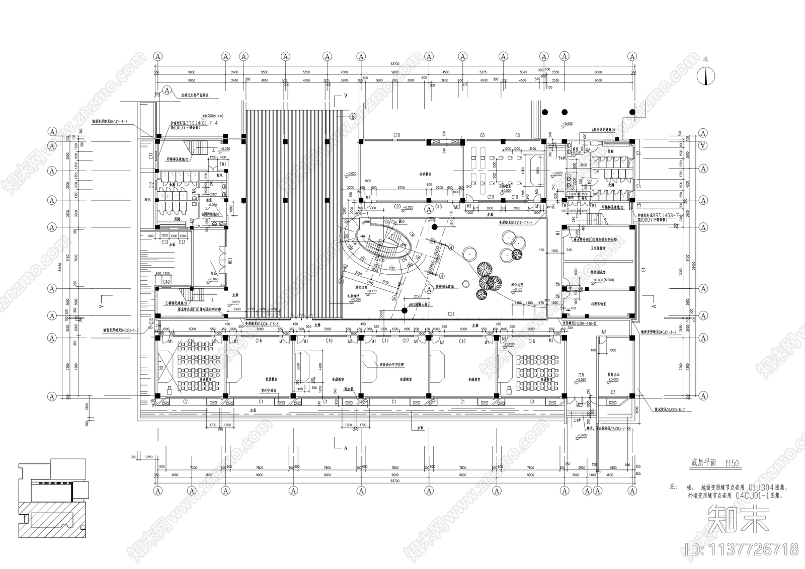 小学教学楼建筑cad施工图下载【ID:1137726718】