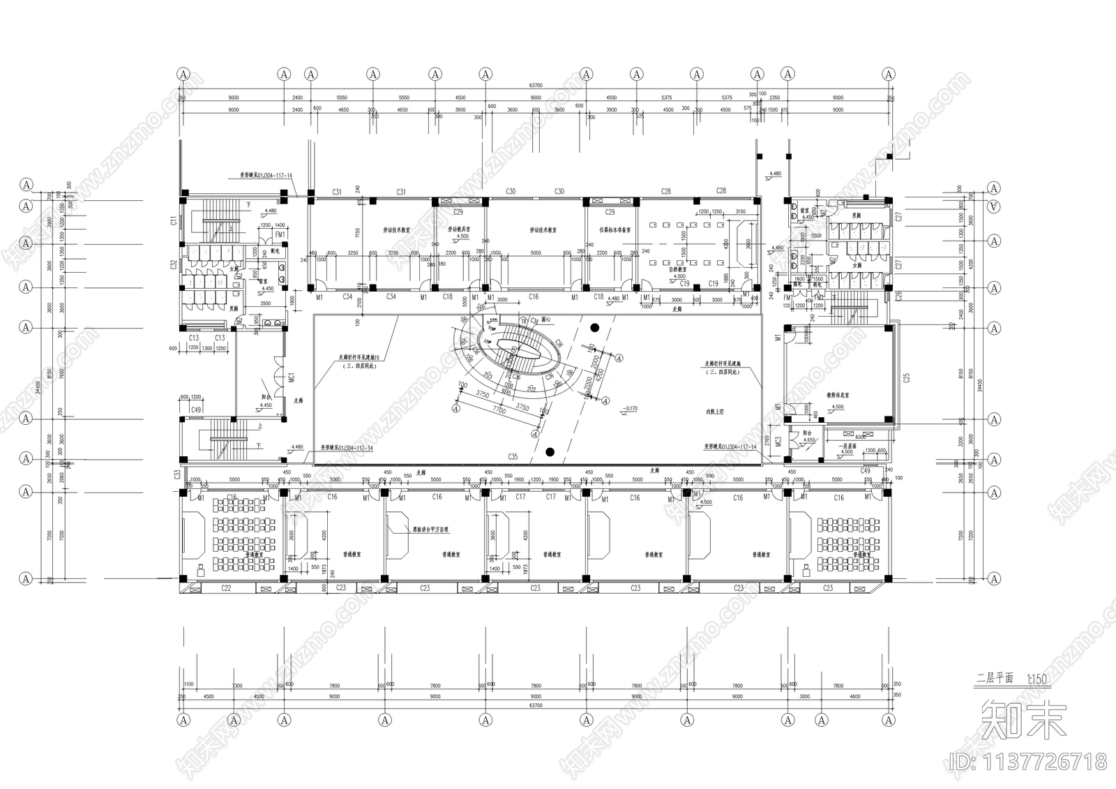 小学教学楼建筑cad施工图下载【ID:1137726718】