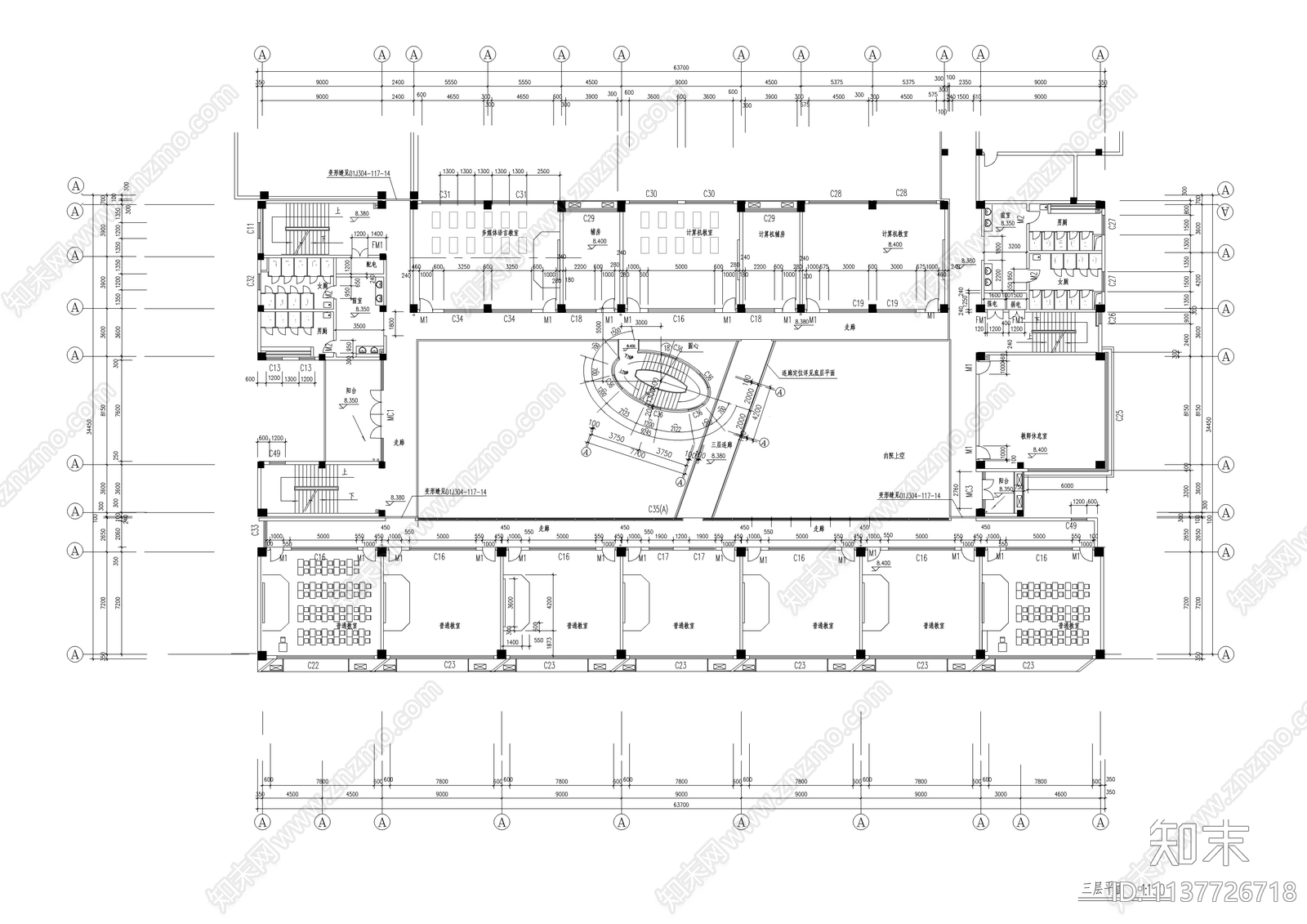 小学教学楼建筑cad施工图下载【ID:1137726718】