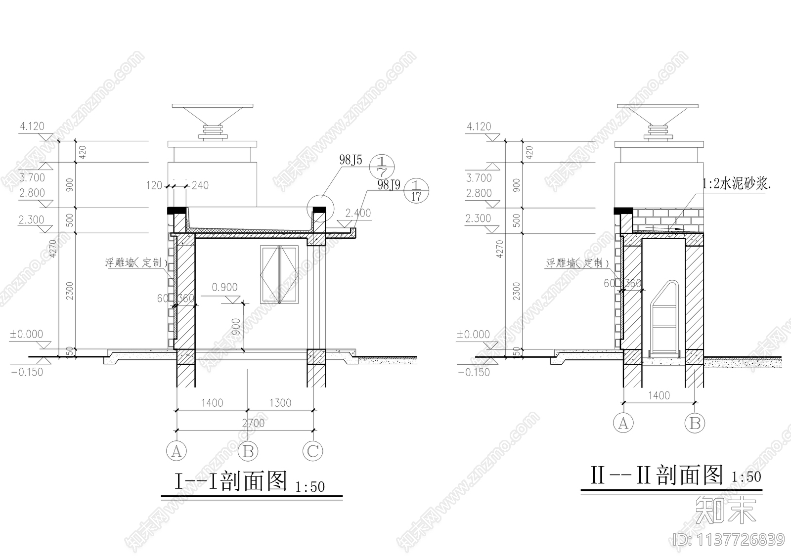 住宅小区大门详图cad施工图下载【ID:1137726839】