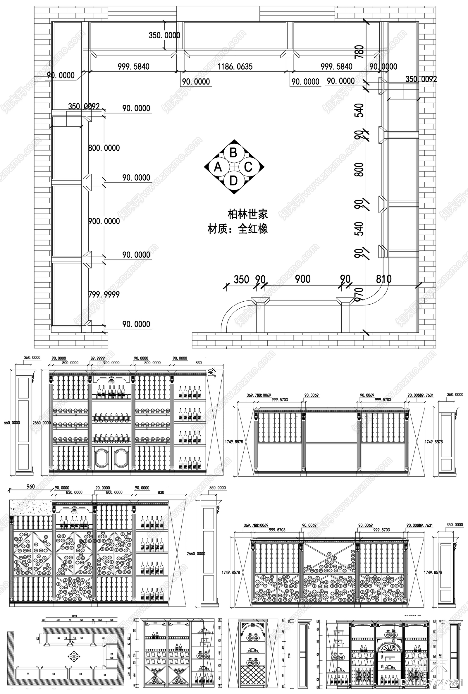 酒窖酒柜cad施工图下载【ID:1137727691】