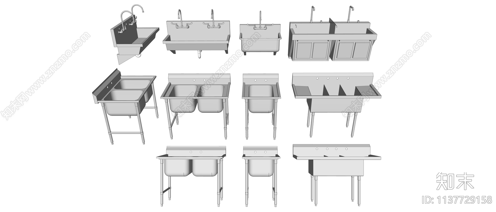 现代商业水槽SU模型下载【ID:1137729158】