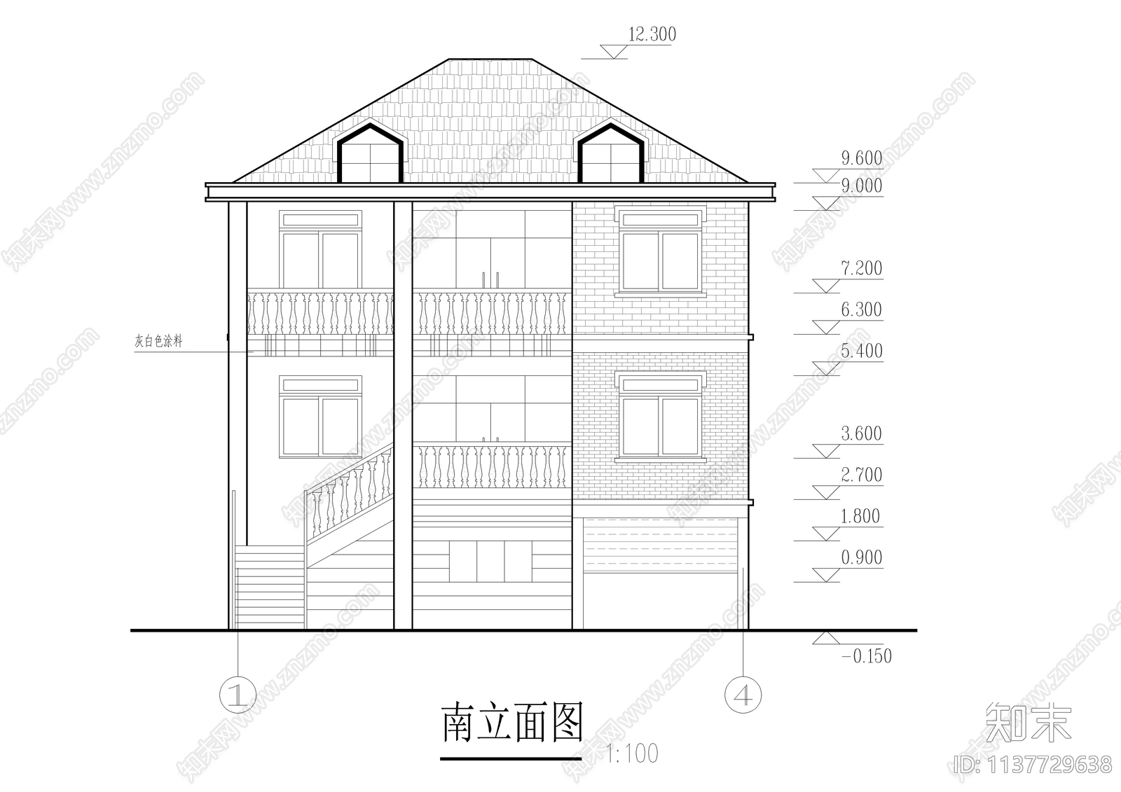 三层农居房建筑施工图下载【ID:1137729638】
