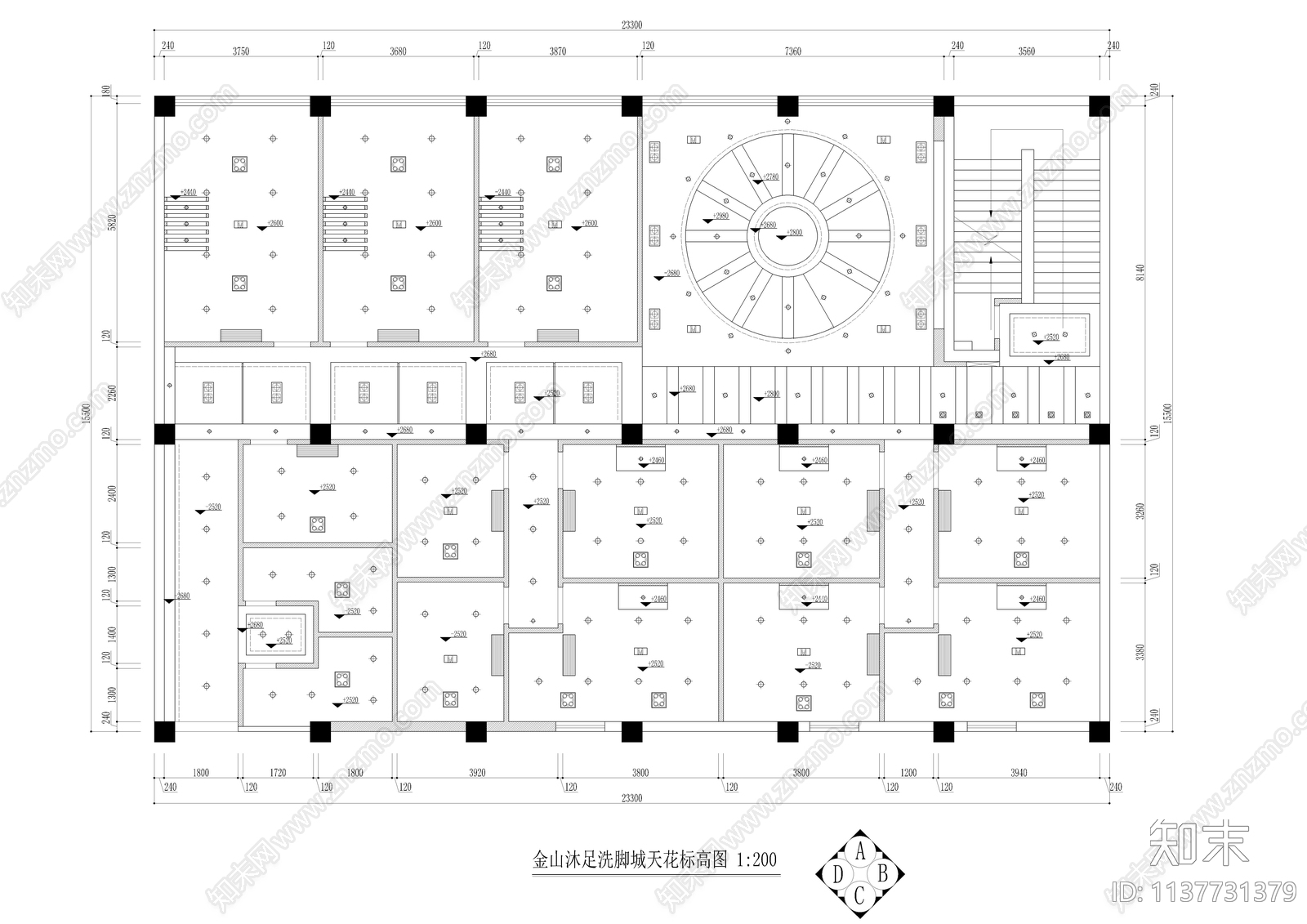某泡脚城全套装修cad施工图下载【ID:1137731379】