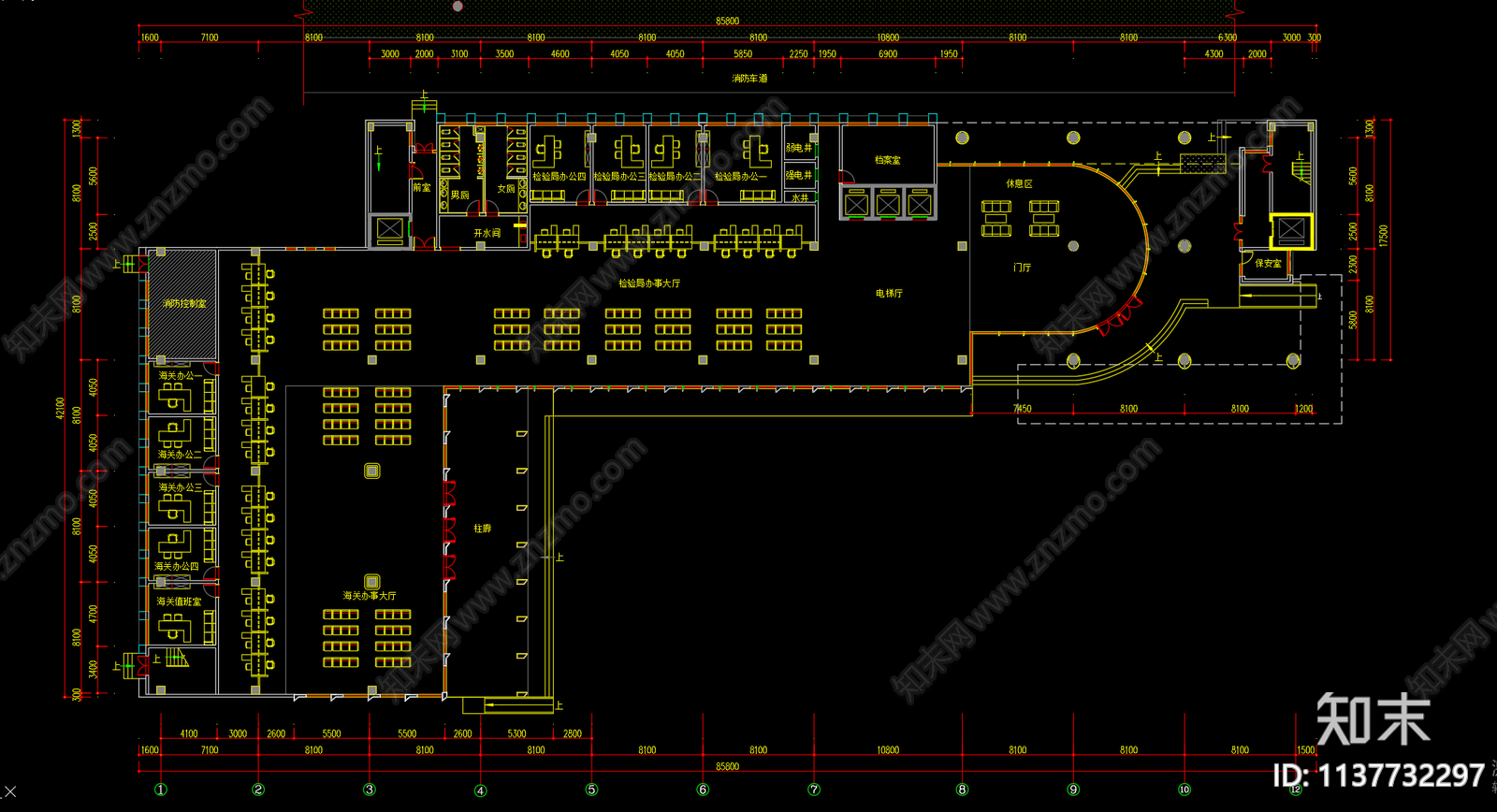 办证便民行政服务大厅平面图施工图下载【ID:1137732297】