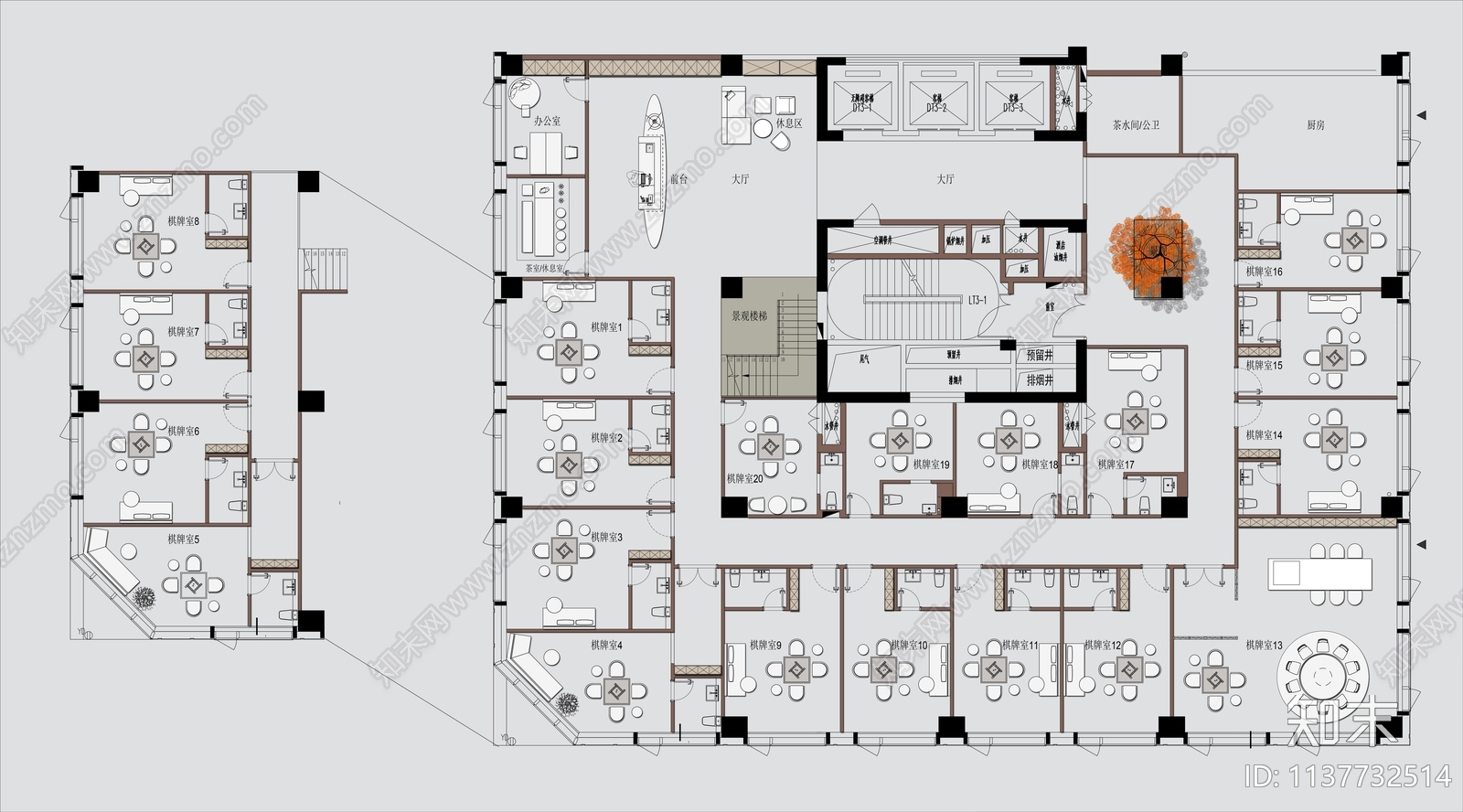 空中棋牌室平面图施工图下载【ID:1137732514】