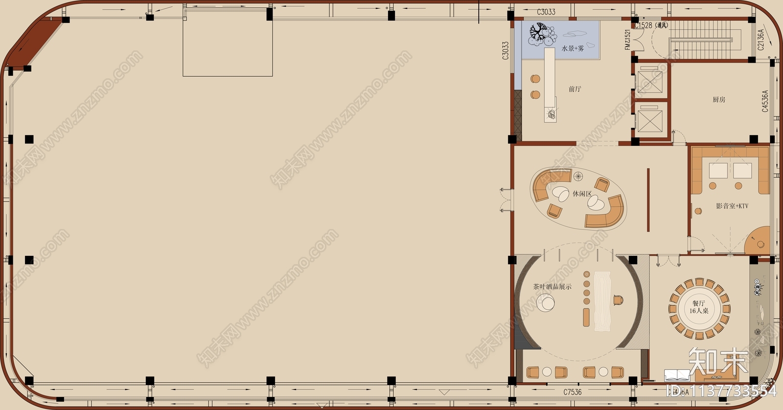 总部办公室平面图cad施工图下载【ID:1137733554】