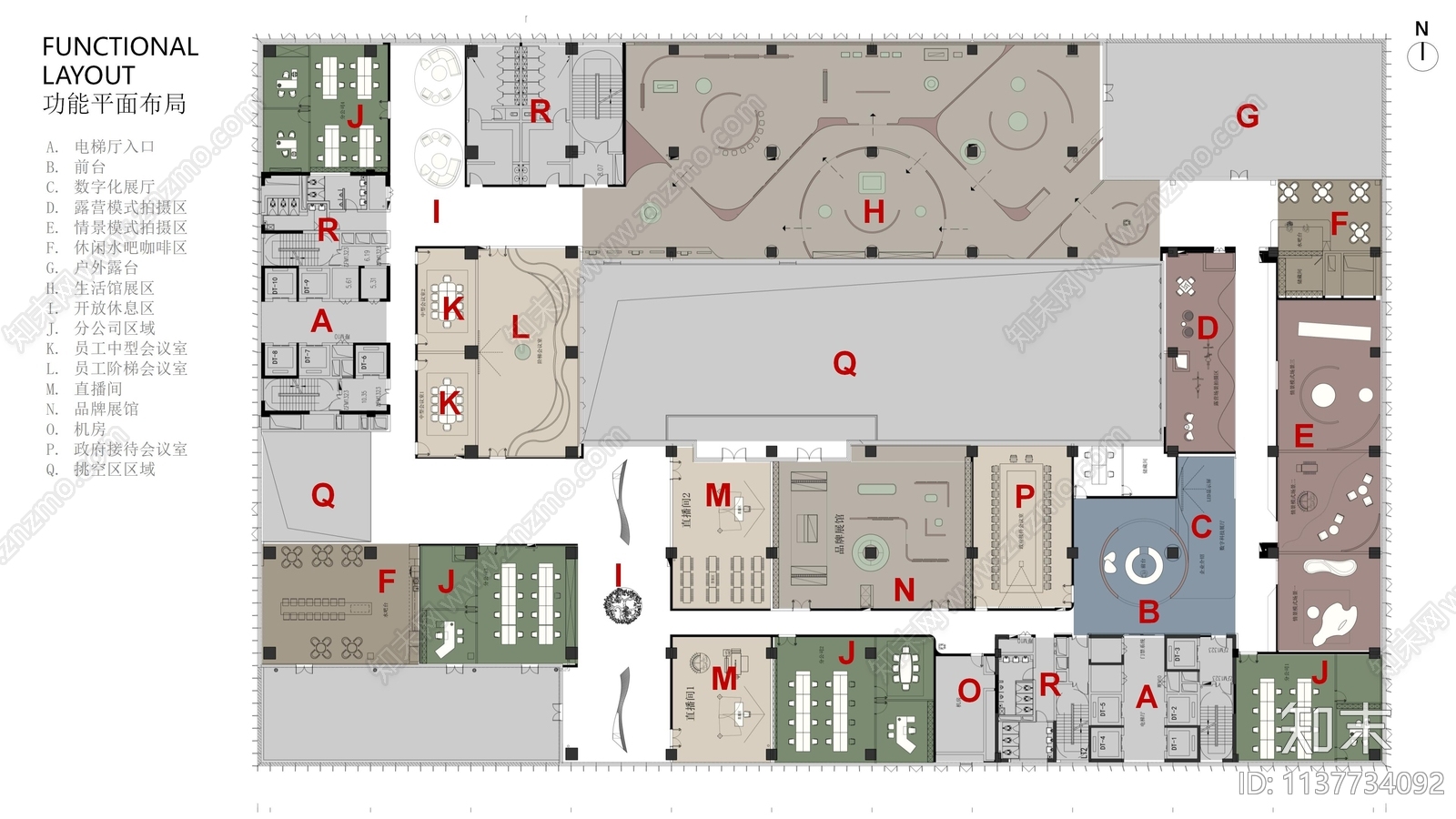 5000m²服装展厅及办公室平面图施工图下载【ID:1137734092】