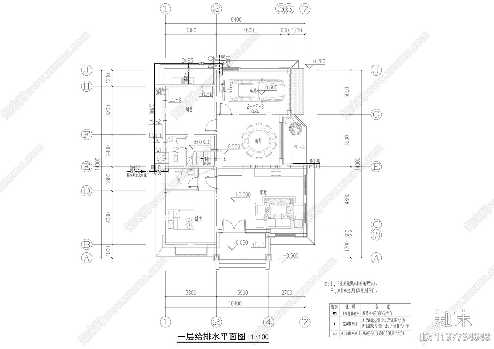 农村四层别墅给排水cad施工图下载【ID:1137734648】