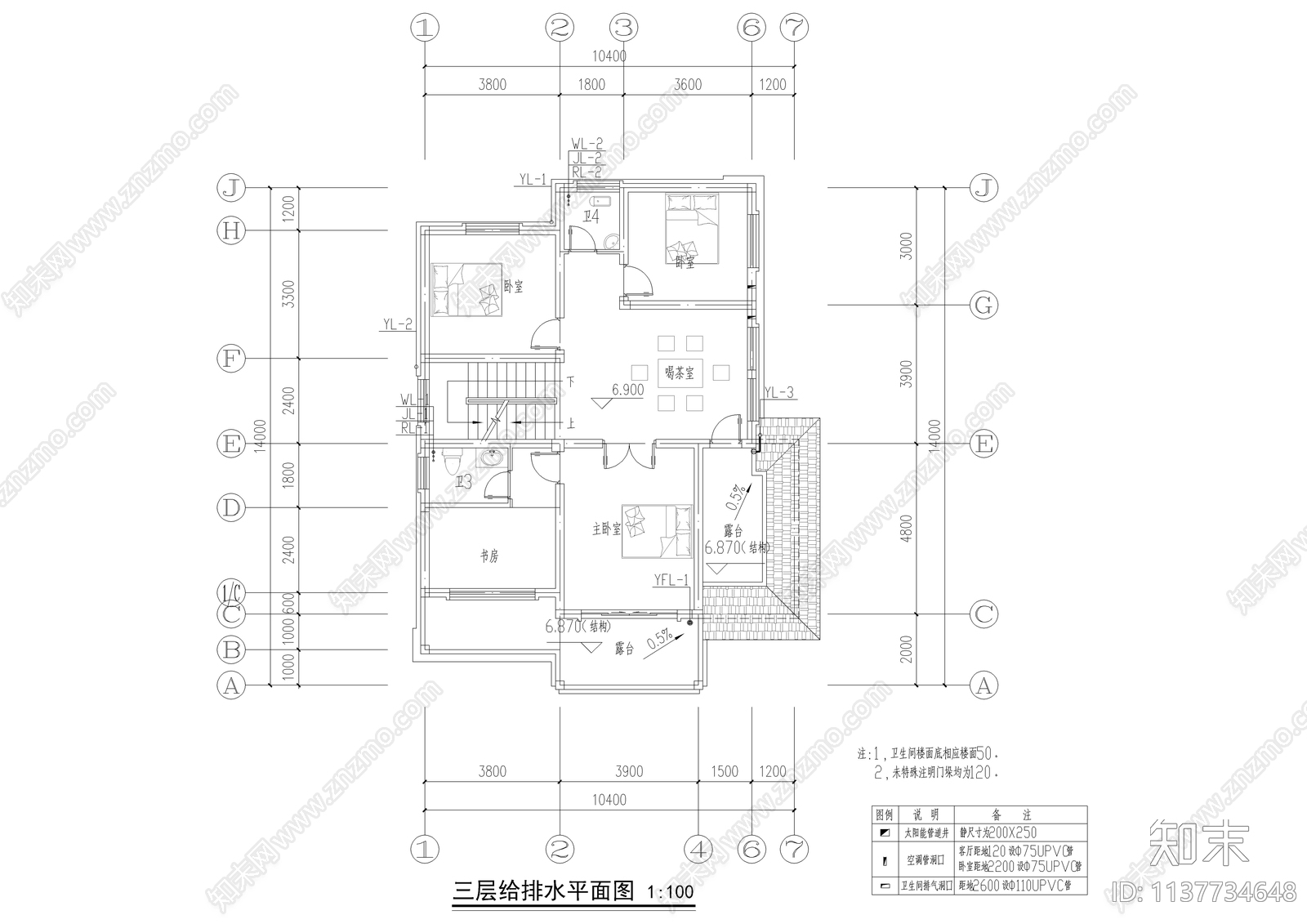 农村四层别墅给排水cad施工图下载【ID:1137734648】