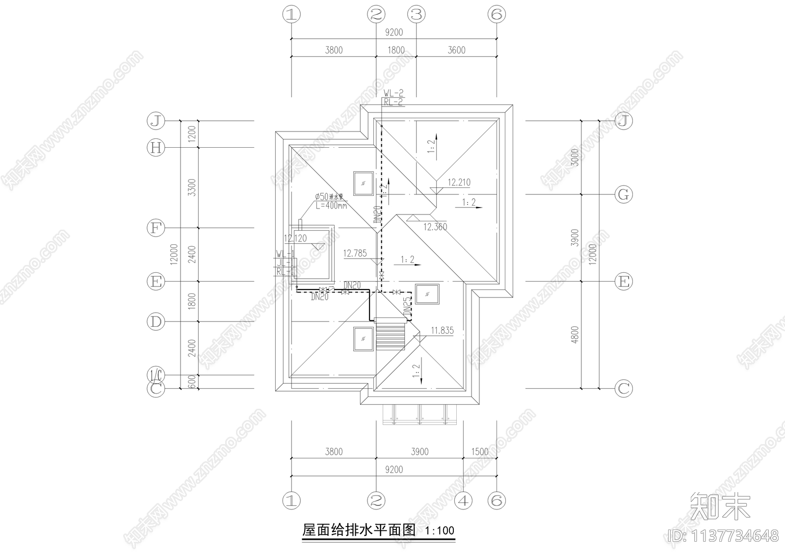 农村四层别墅给排水cad施工图下载【ID:1137734648】