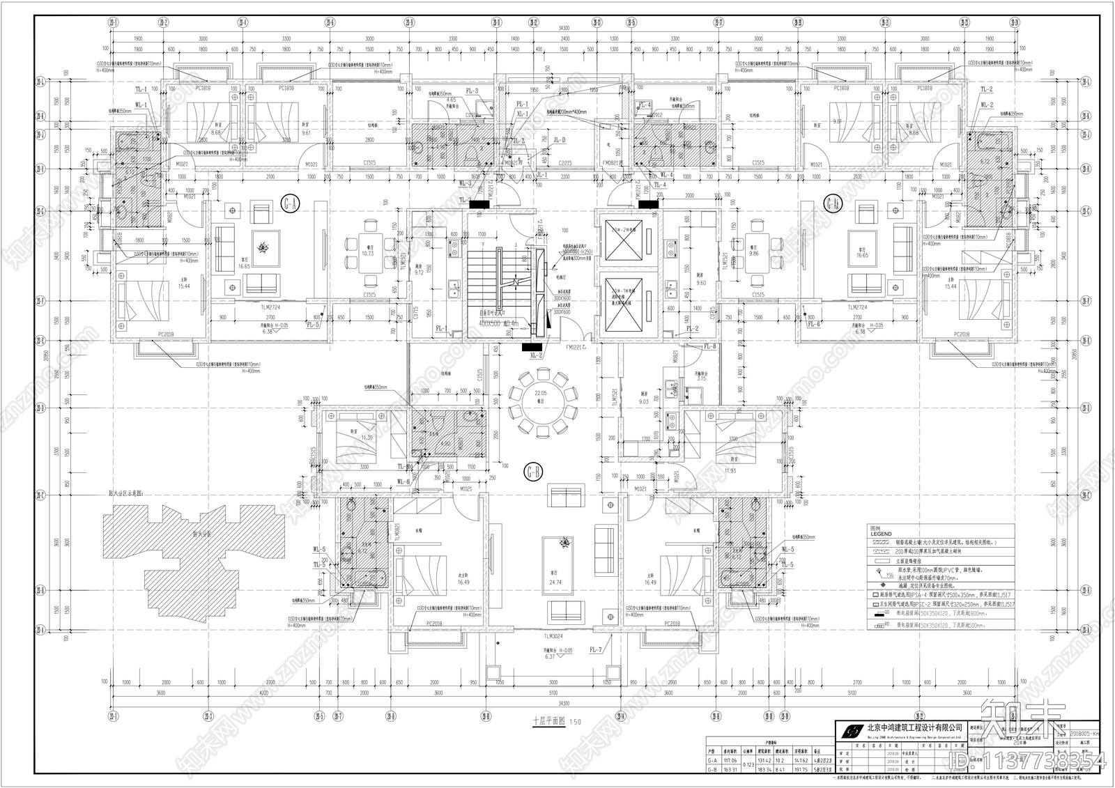 住宅楼建筑cad施工图下载【ID:1137738354】