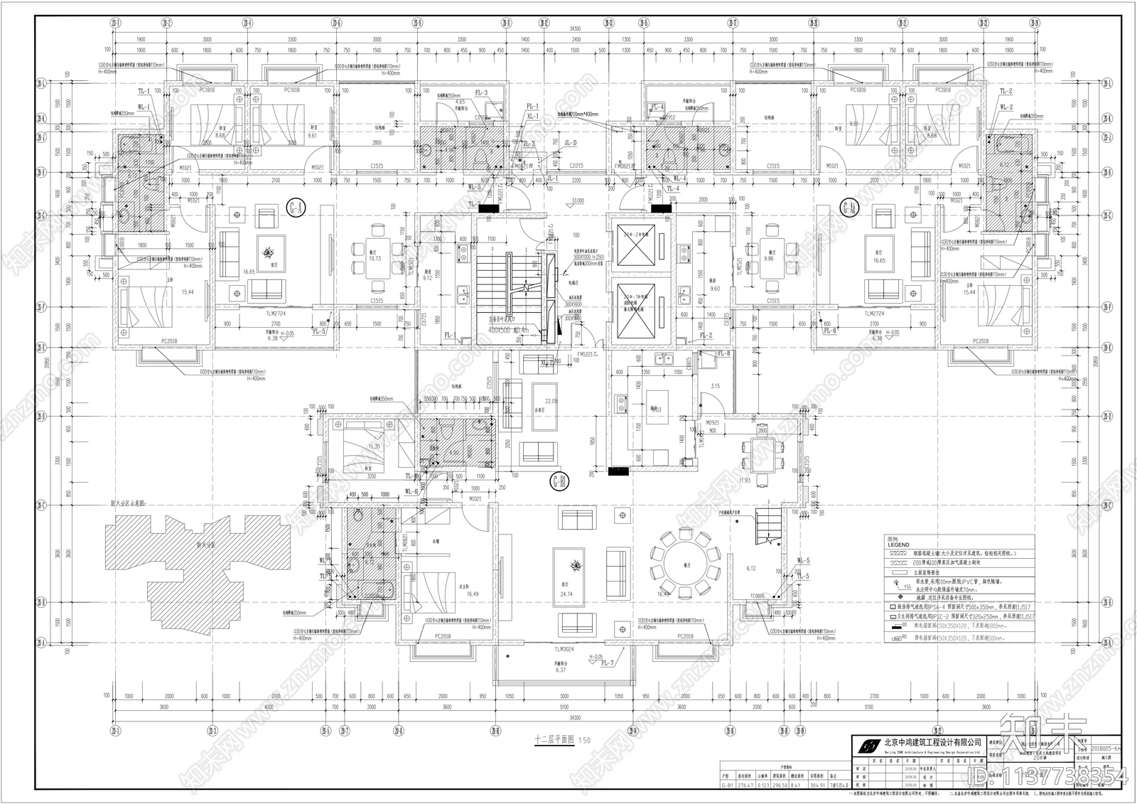 住宅楼建筑cad施工图下载【ID:1137738354】