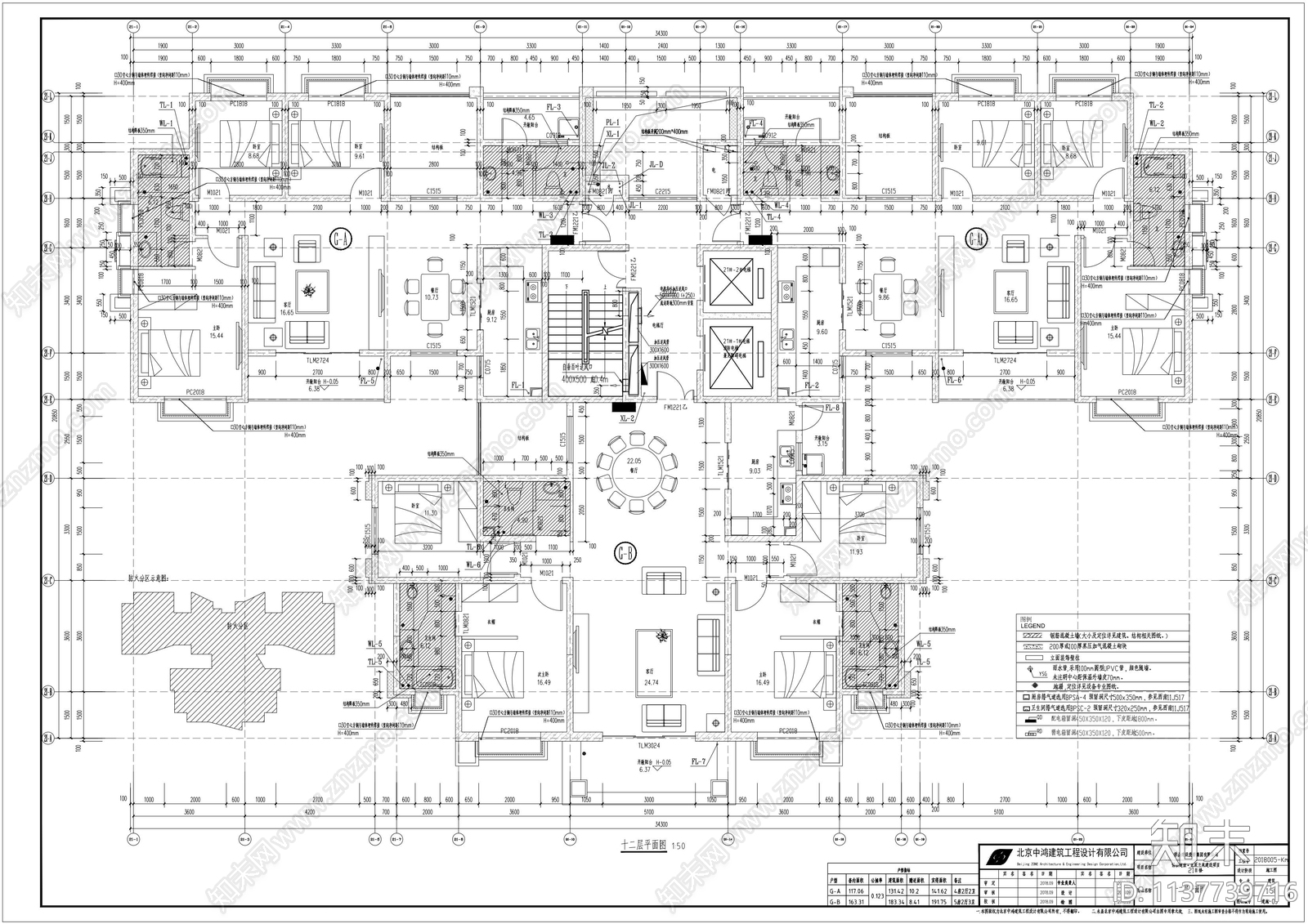 住宅楼建筑cad施工图下载【ID:1137739716】