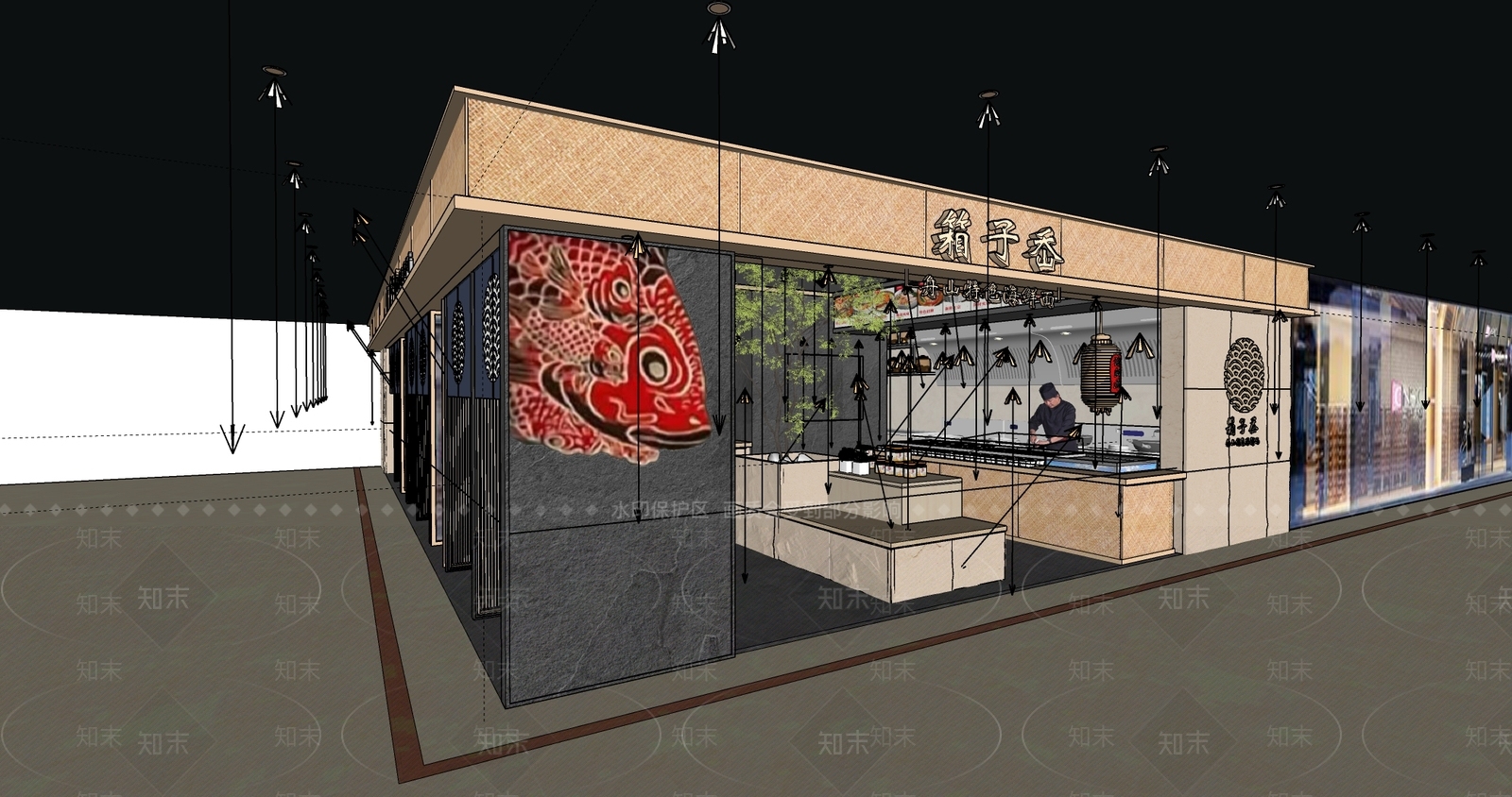 现代中餐厅SU模型下载【ID:1137741357】