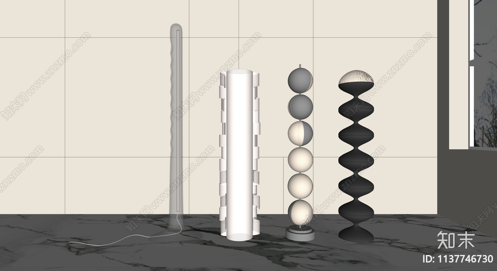 现代极简异形时尚落地灯SU模型下载【ID:1137746730】