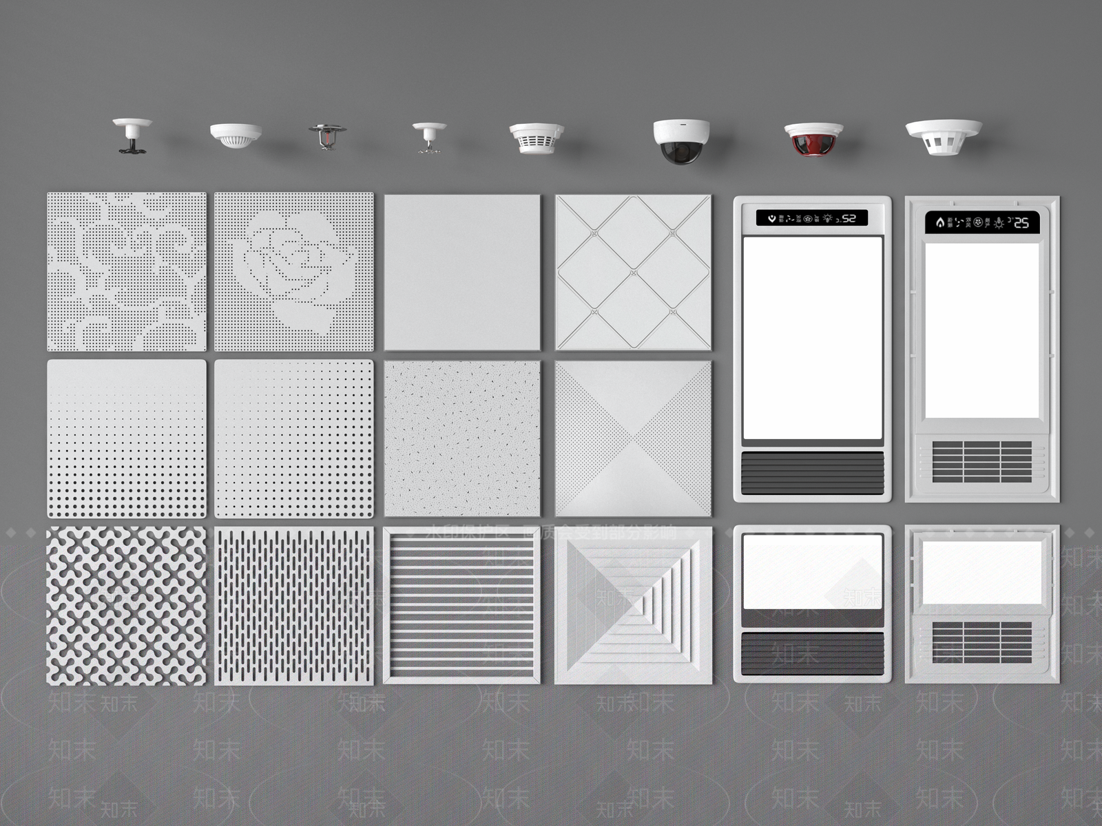 现代铝扣板集成吊顶3D模型下载【ID:1137750862】