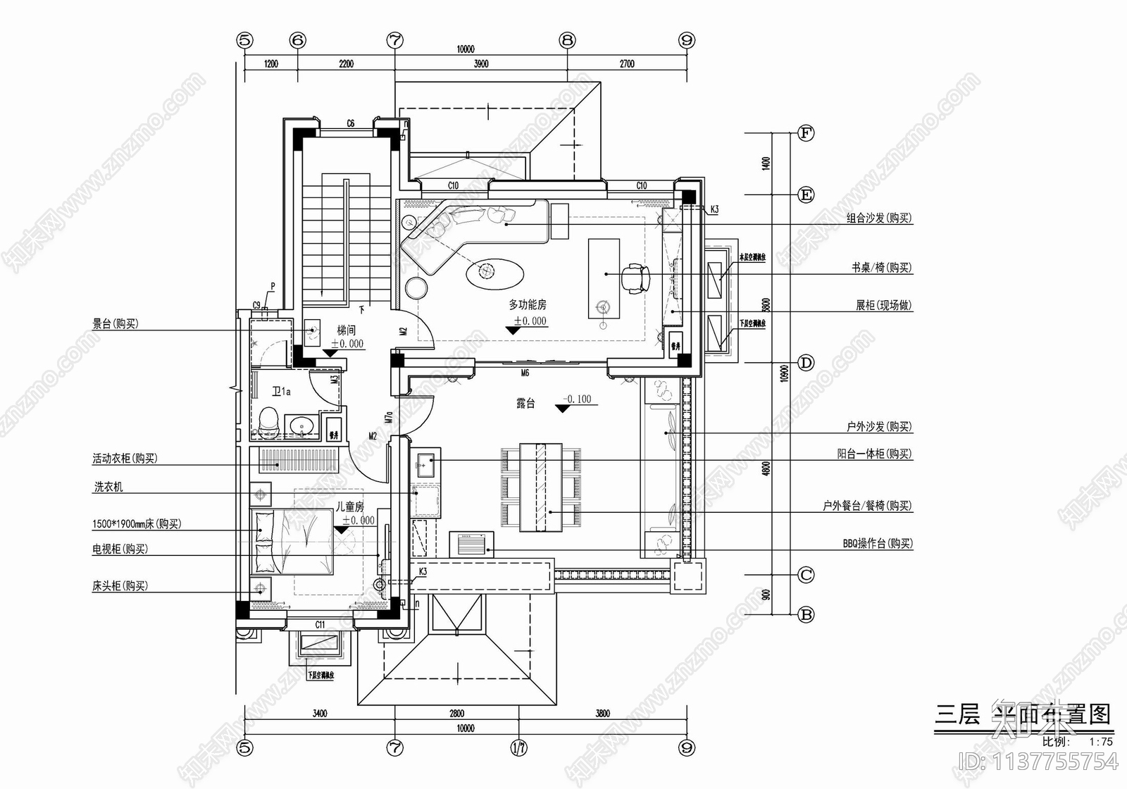 三层小别墅室内平立面cad施工图下载【ID:1137755754】