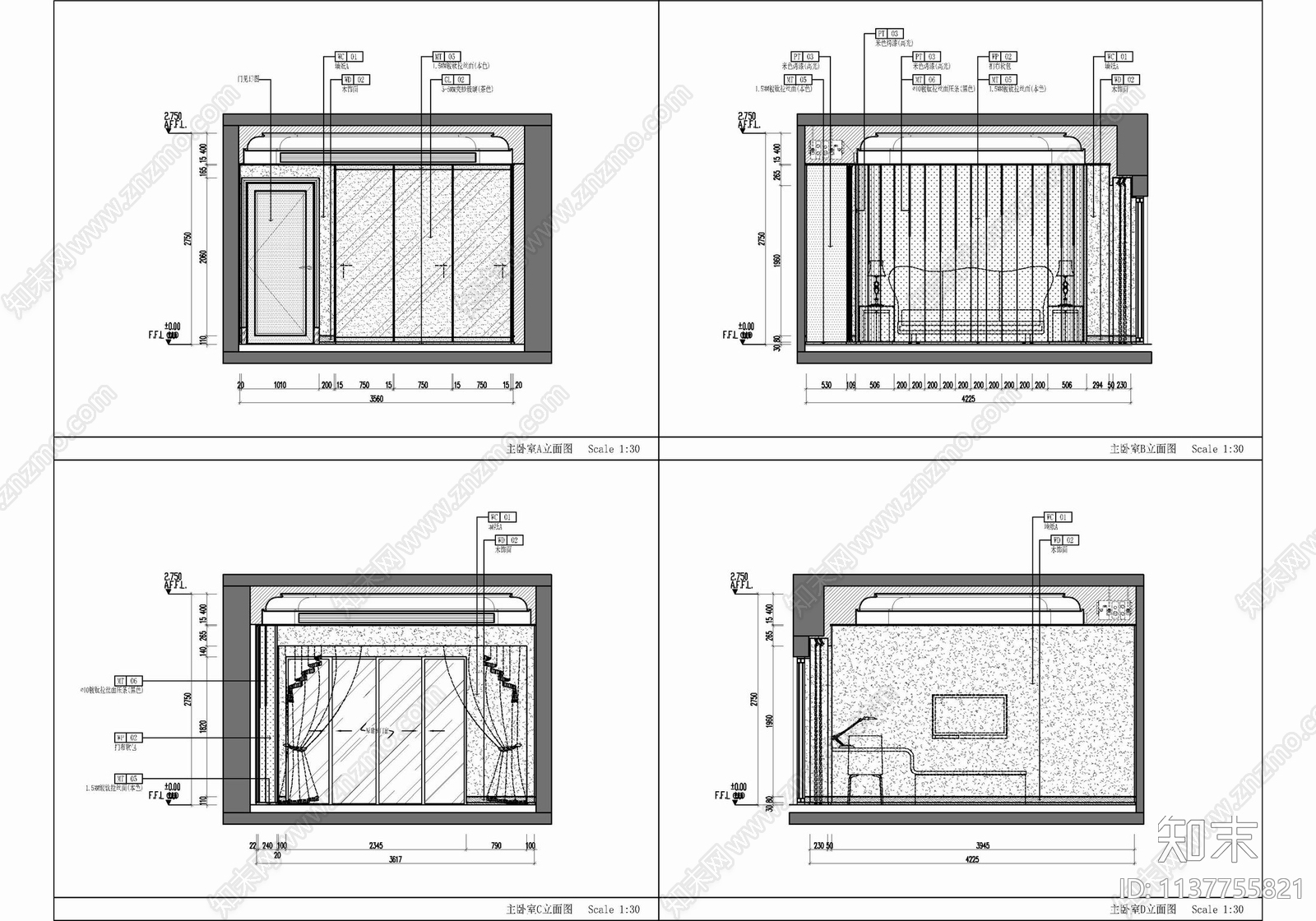 120㎡家装室内平立面cad施工图下载【ID:1137755821】