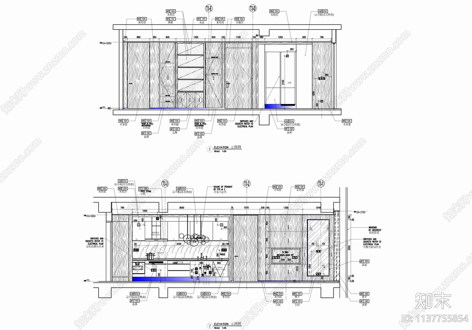 120㎡家装室内cad施工图下载【ID:1137755854】