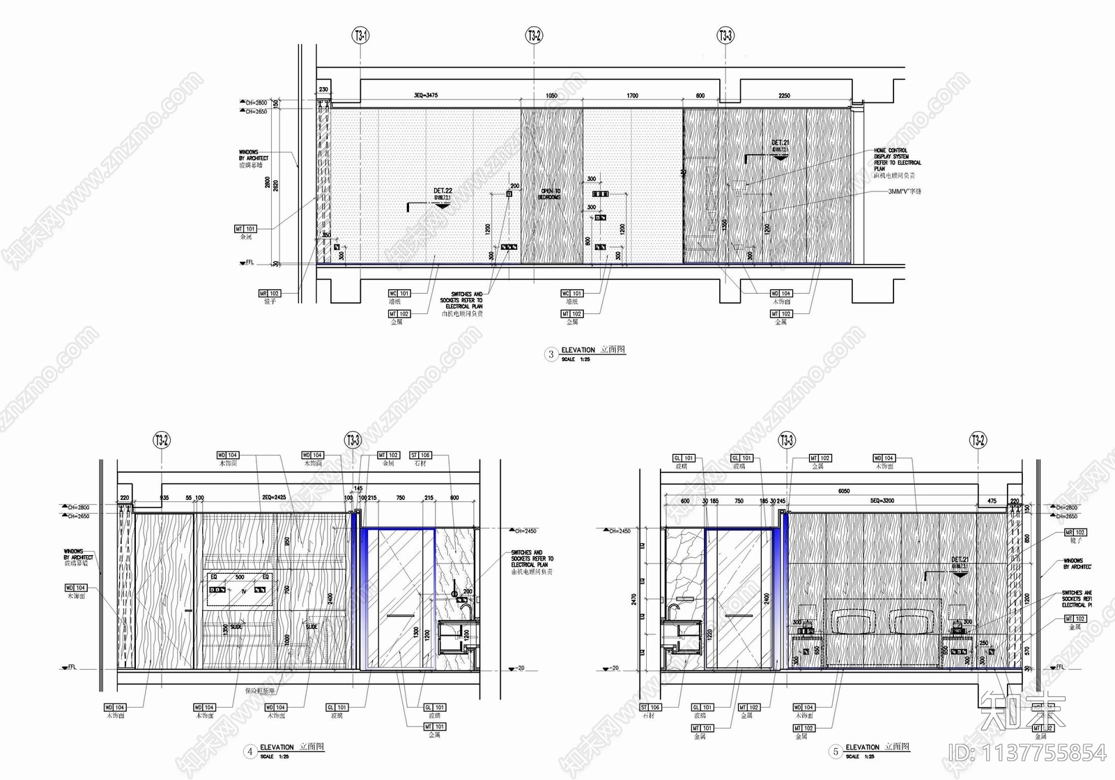 120㎡家装室内cad施工图下载【ID:1137755854】