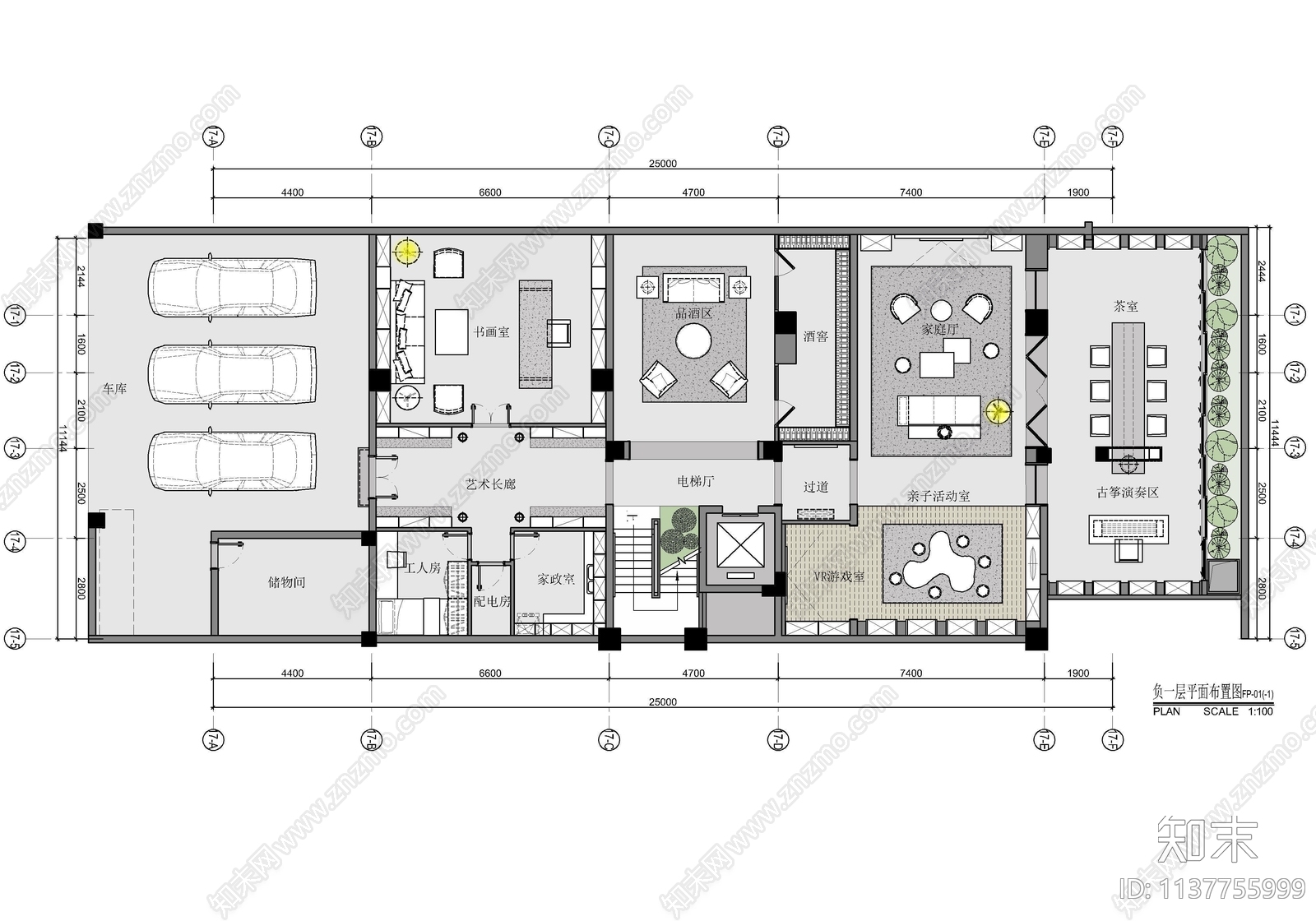 五层别墅平立面cad施工图下载【ID:1137755999】