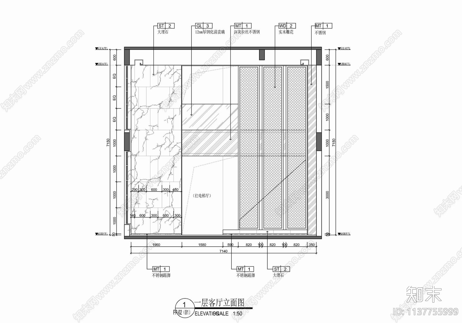 五层别墅平立面cad施工图下载【ID:1137755999】