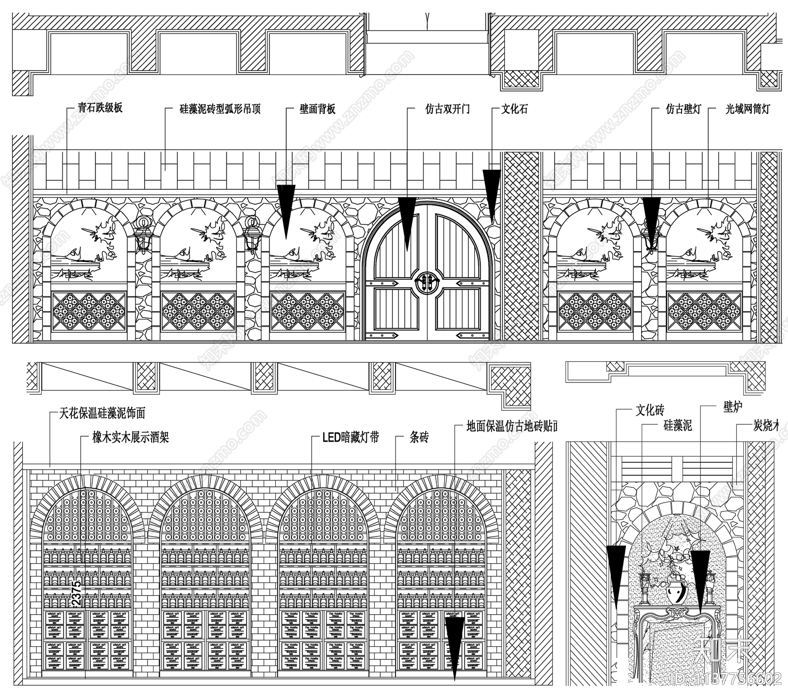 酒窖酒柜cad施工图下载【ID:1137756602】