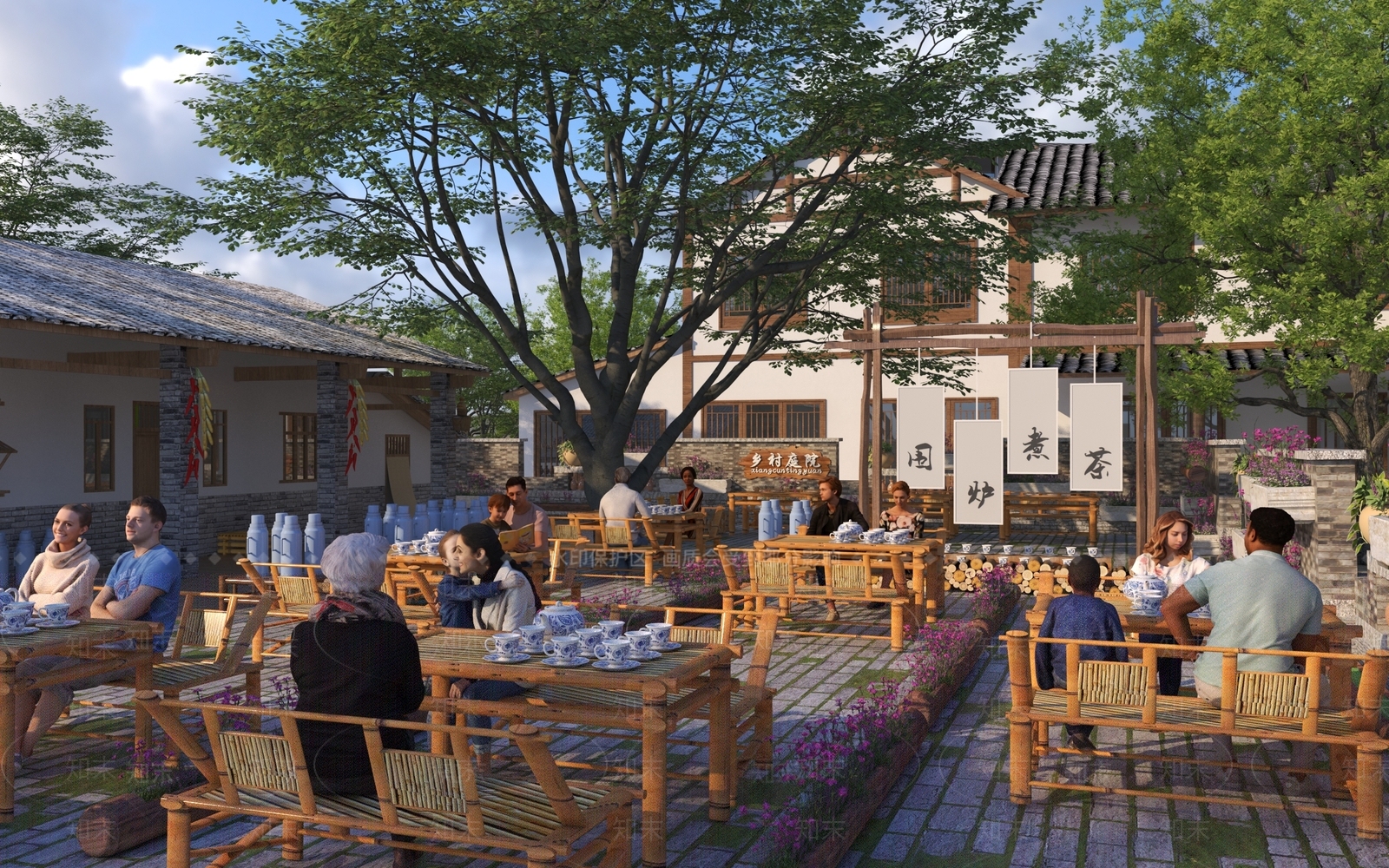 新中式农家乐茶馆3D模型下载【ID:1137758838】