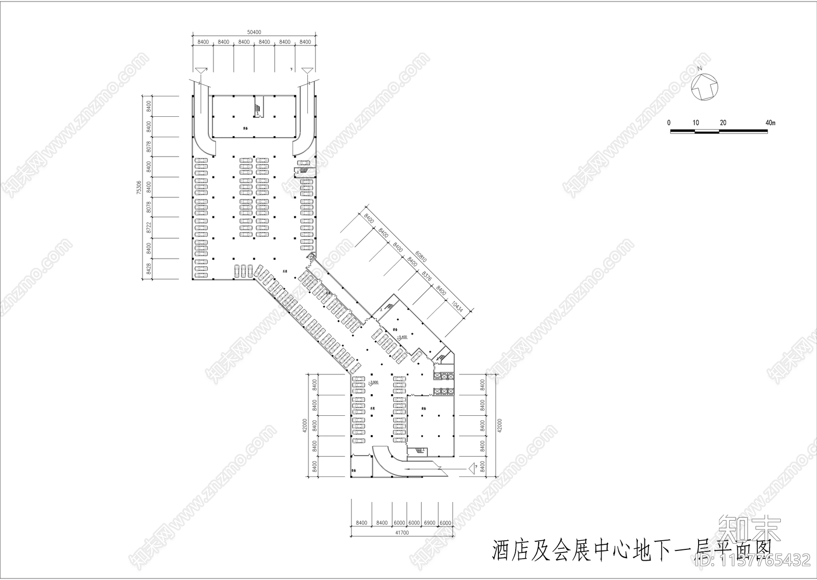 酒店及会展中心各层平面图cad施工图下载【ID:1137765432】