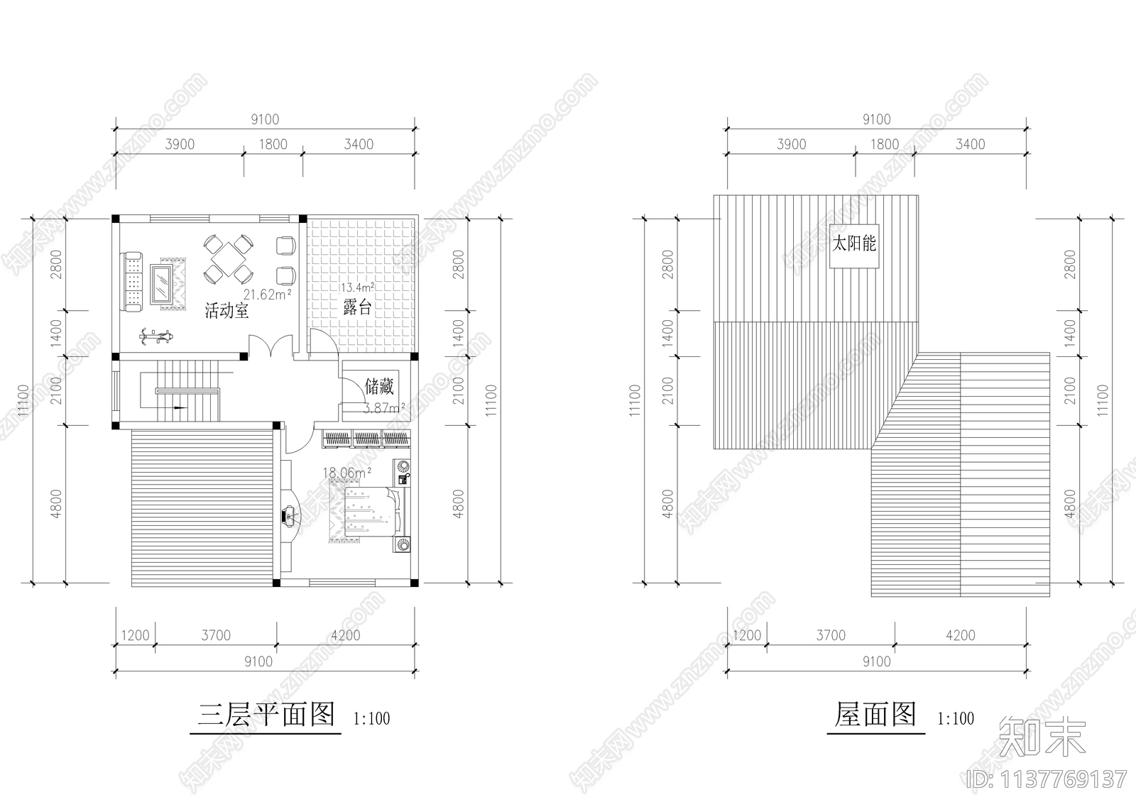 270平三层自建小别墅建筑cad施工图下载【ID:1137769137】