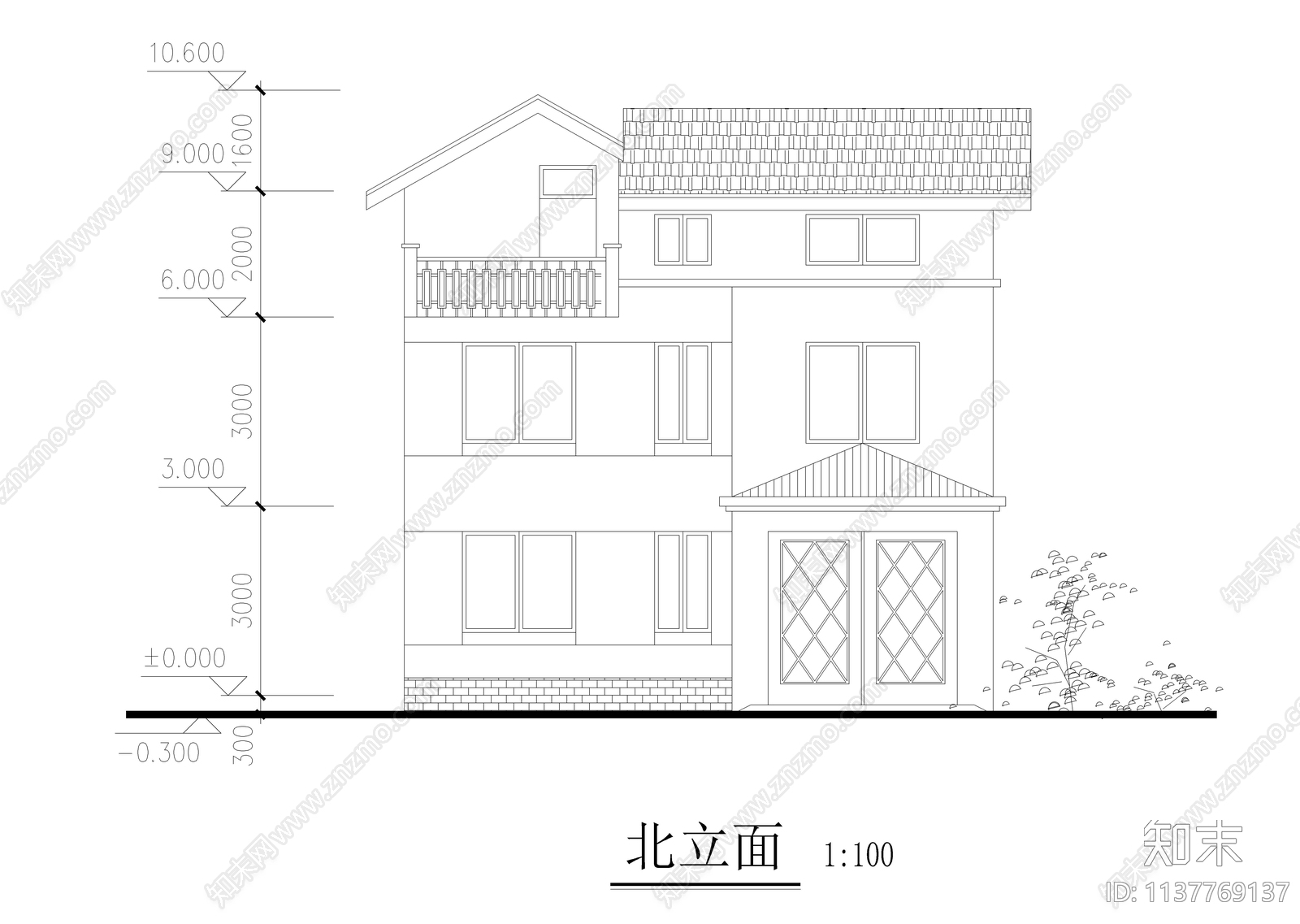 270平三层自建小别墅建筑cad施工图下载【ID:1137769137】