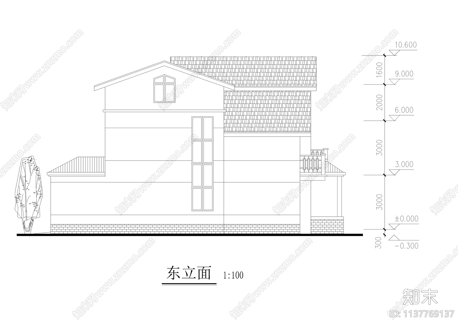 270平三层自建小别墅建筑cad施工图下载【ID:1137769137】